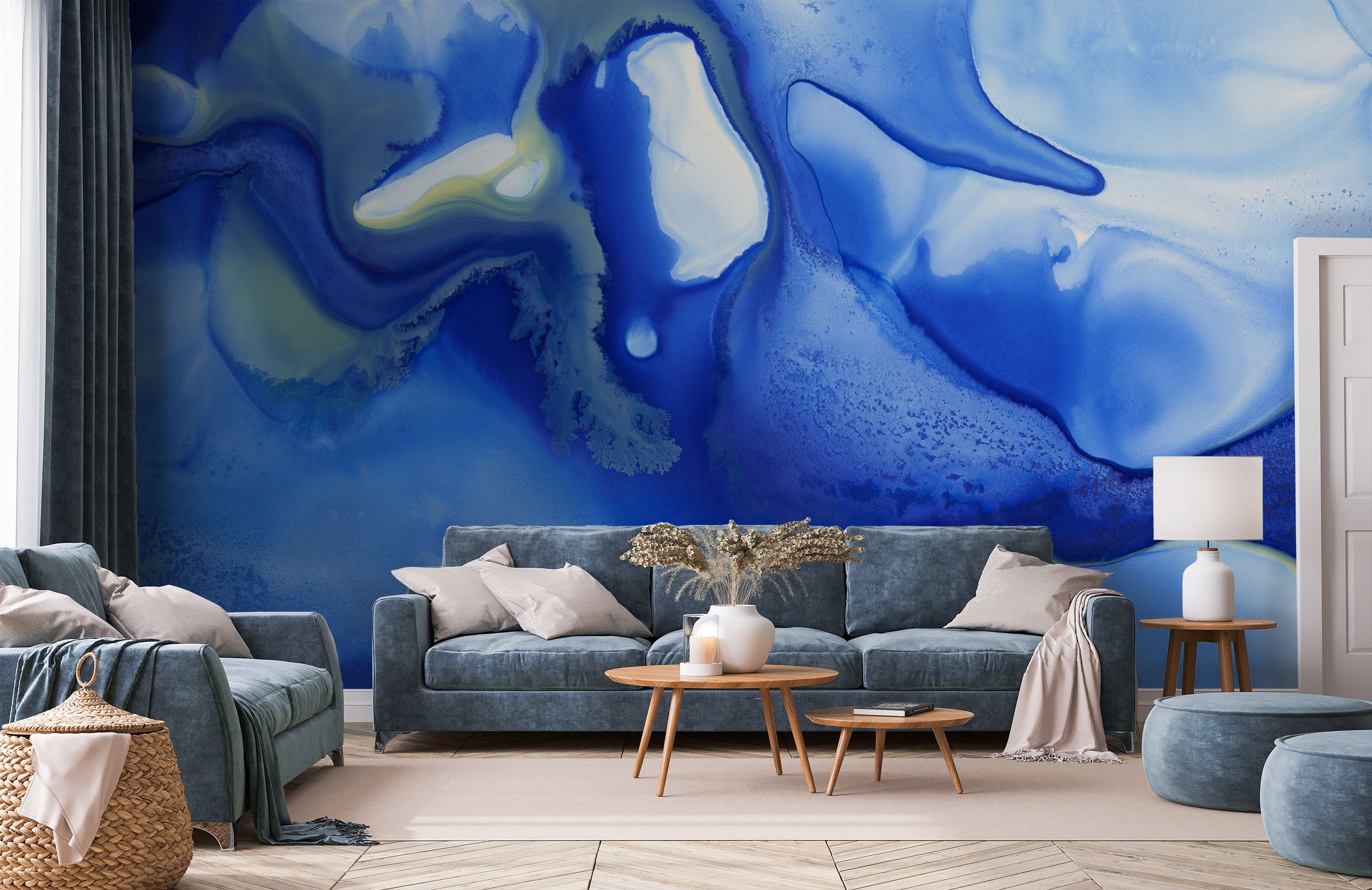 3D Blue Ink WC1141 Wall Murals