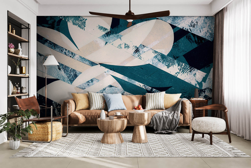 Camber in Teal Made to Measure Mural