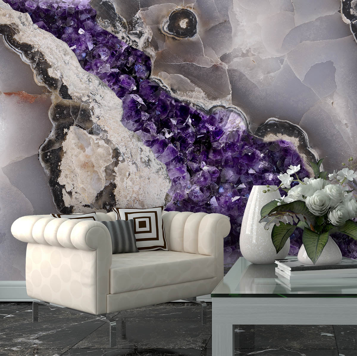 Image of Amethyst + Agate in Violaceous Made to Measure Mural