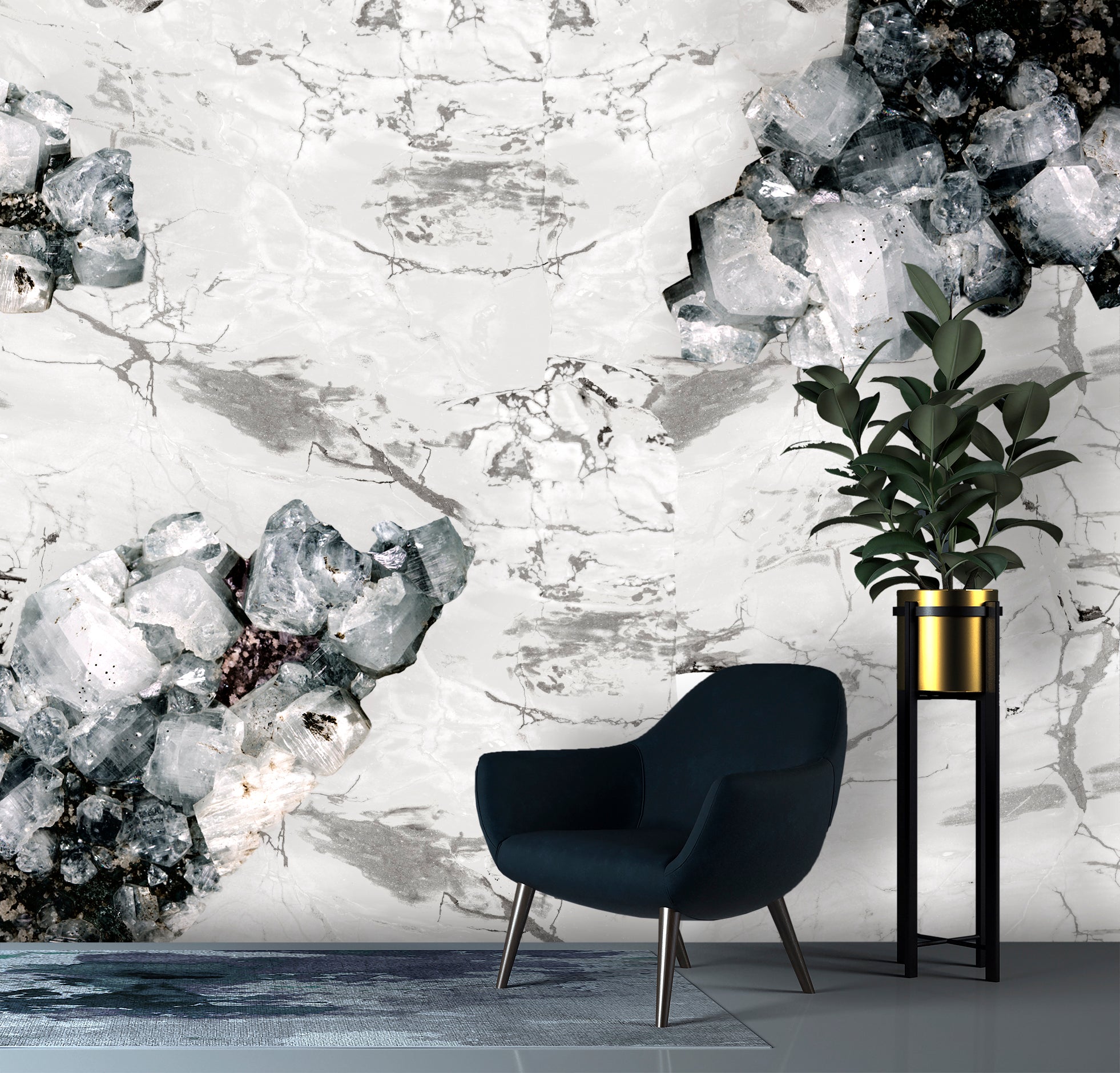 Image of Apophyllite + Jasper in Frost Made to Measure Mural