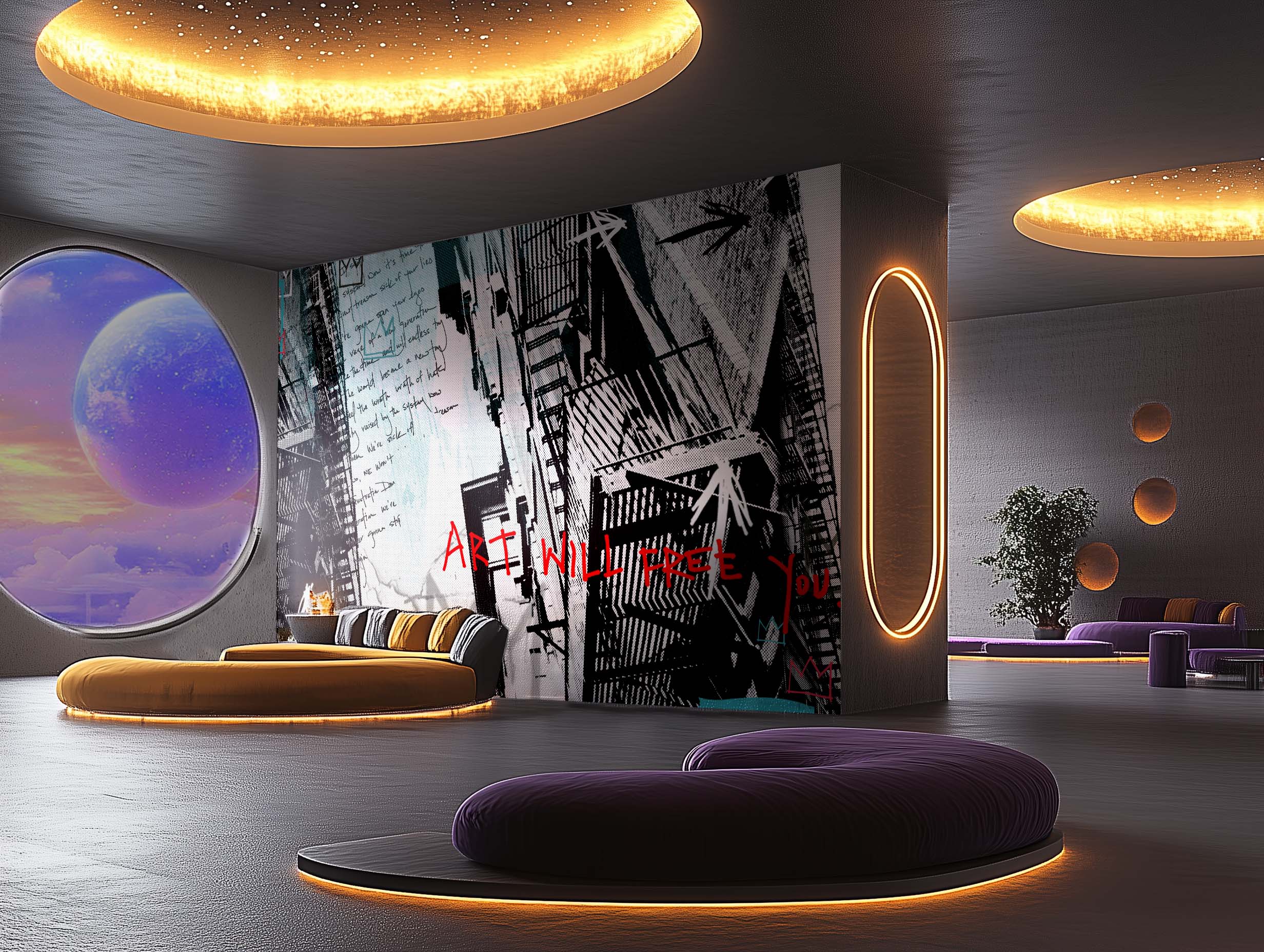 Image of Art Will Free You (Dark) - Wallpaper Mural - Quick Ship