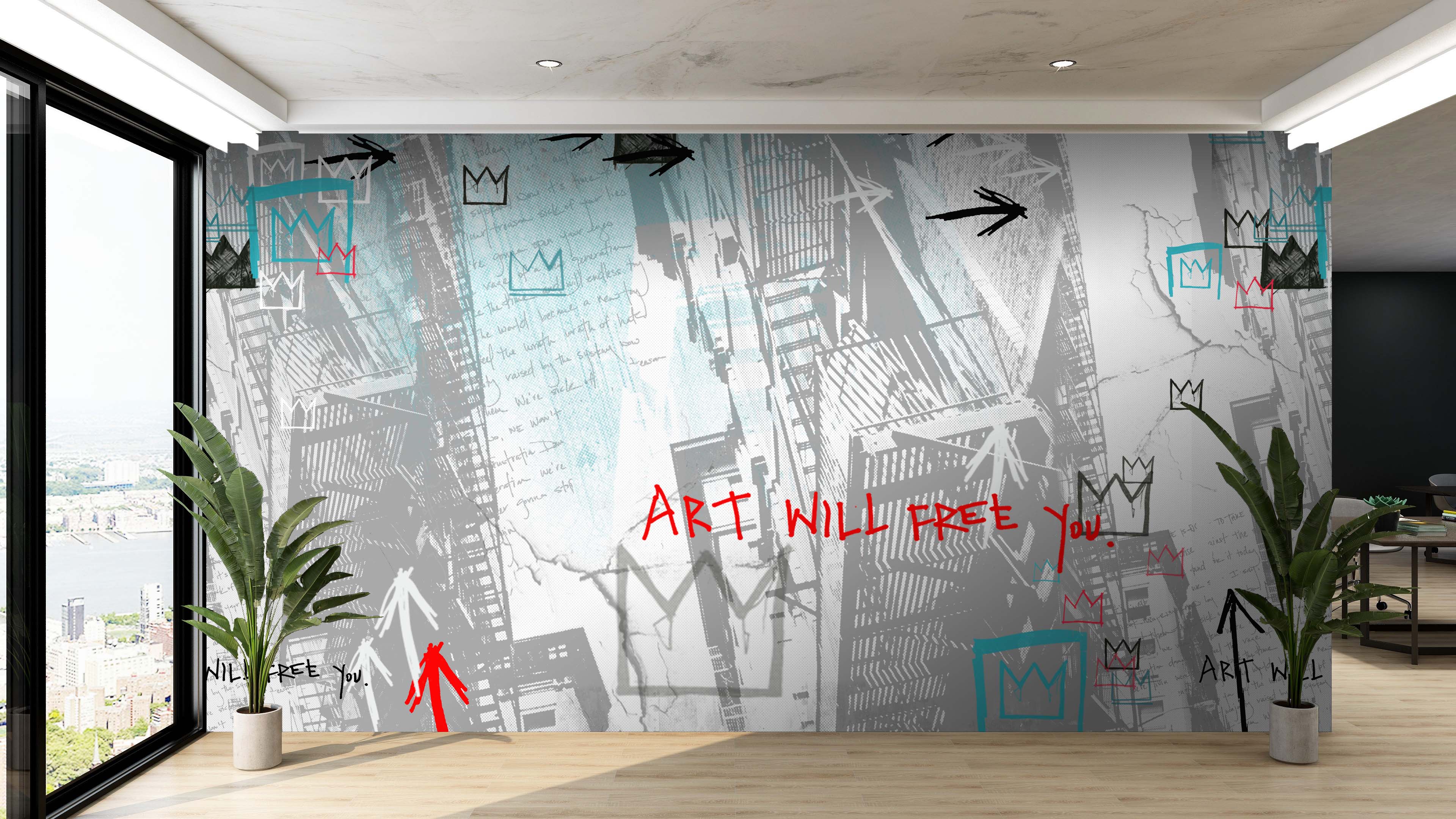 Image of Art Will Free You (Light) - Wallpaper Mural - Quick Ship