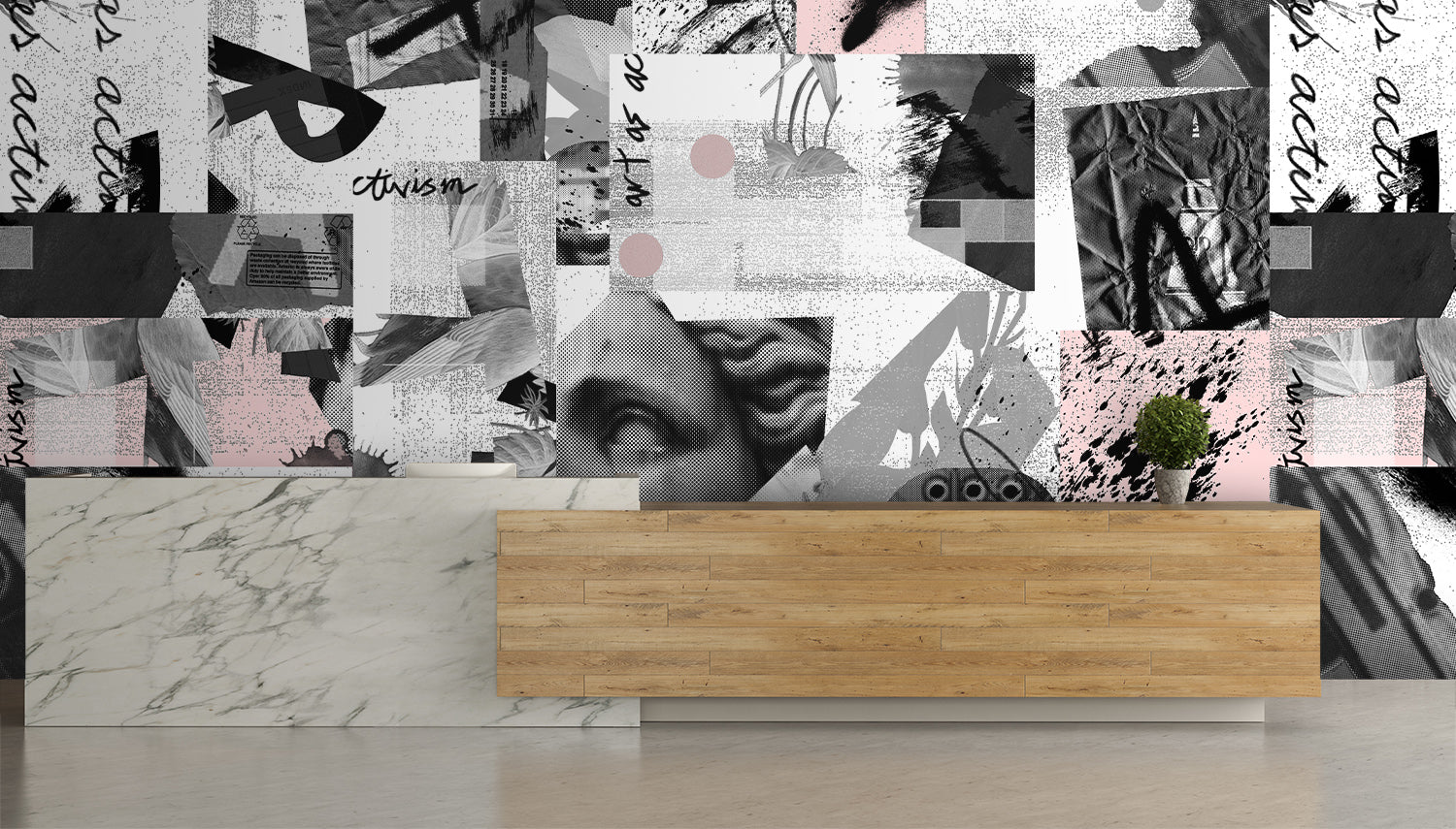 Image of Art as Activism in Blush - Wallpaper Mural - Quick Ship