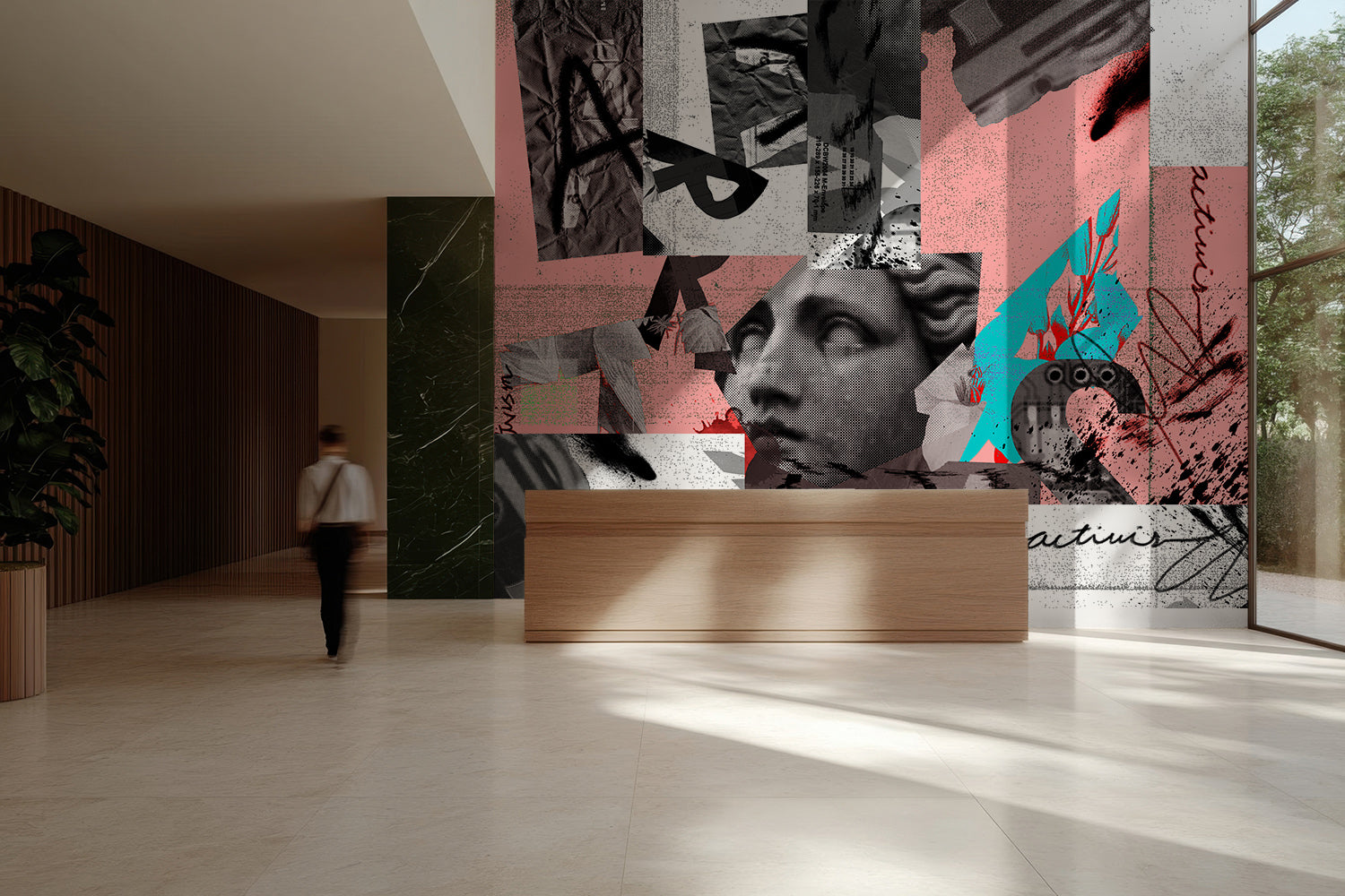 Image of Art as Activism in Coral - Wallpaper Mural - Quick Ship