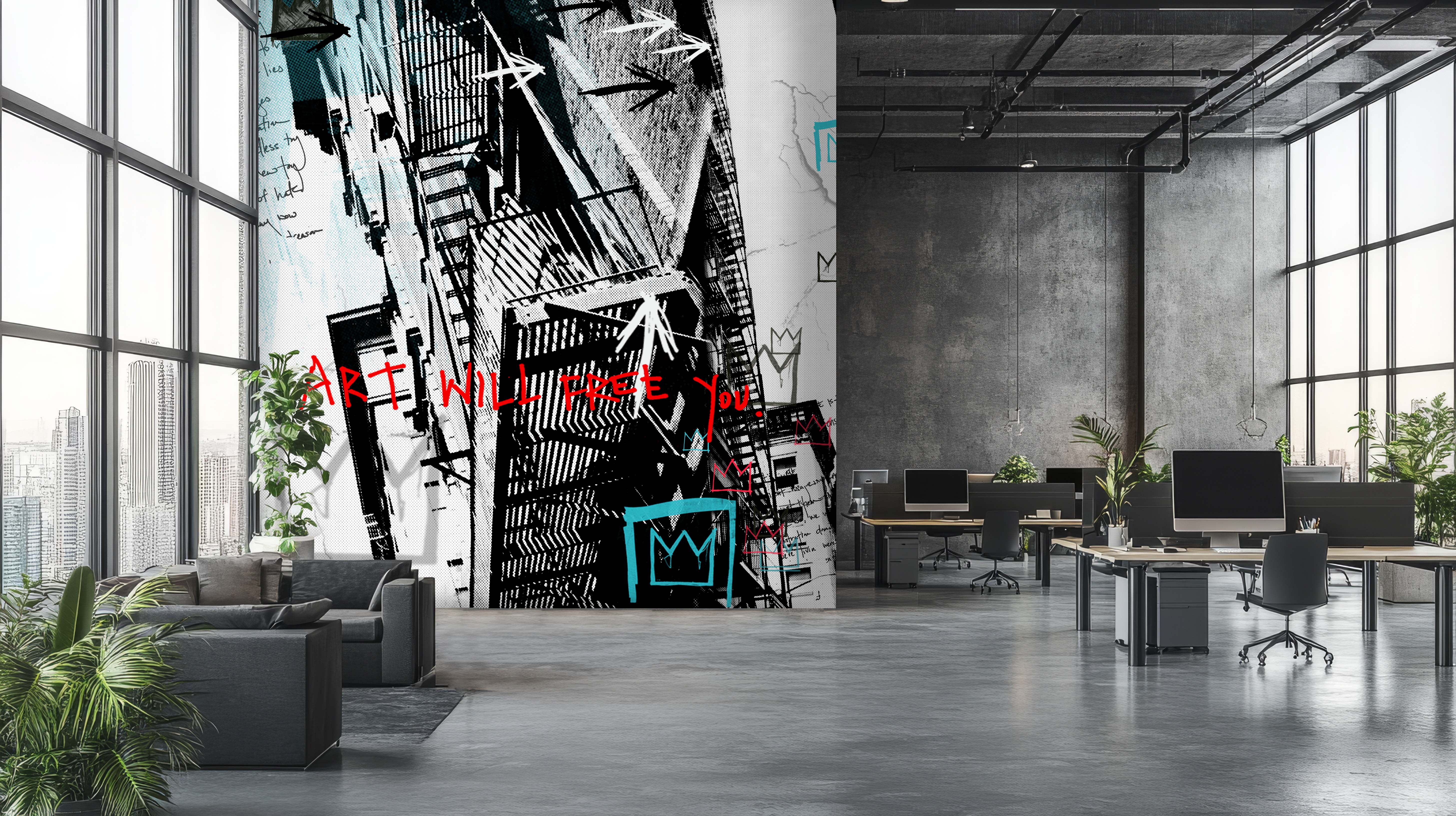 Image of Art Will Free You (Dark) - Wallpaper Mural - Quick Ship