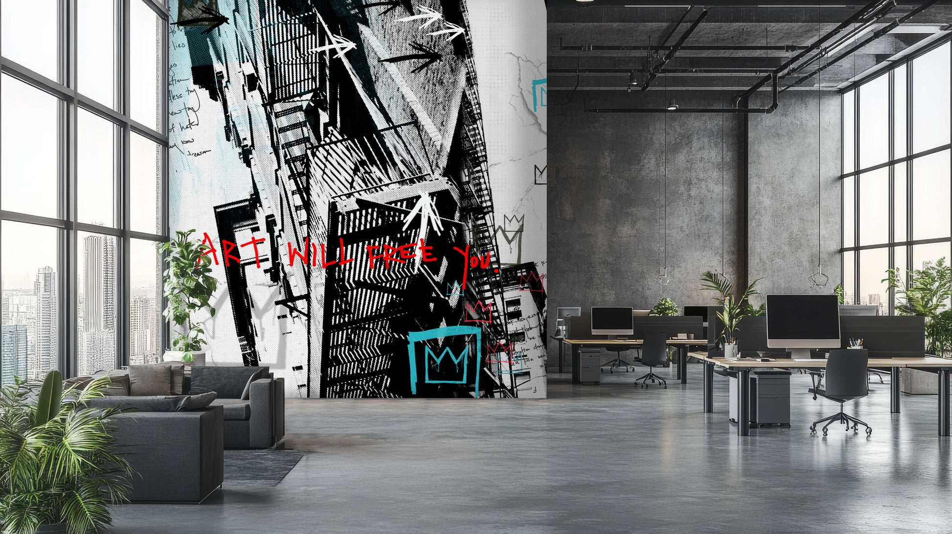 Art Will Free You (Dark) - Wallpaper Mural - Quick Ship