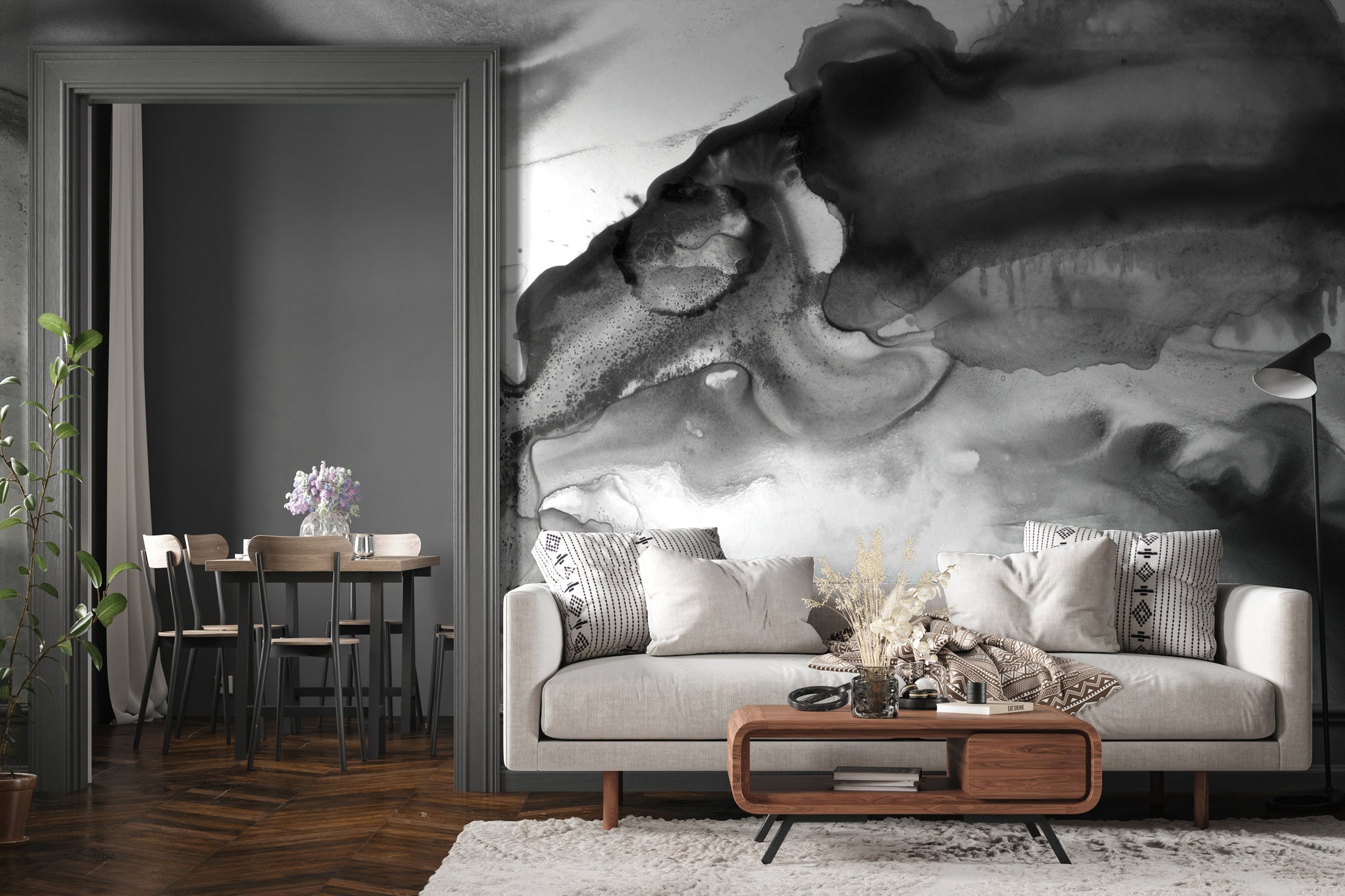 Black Ink Well Made to Measure Mural