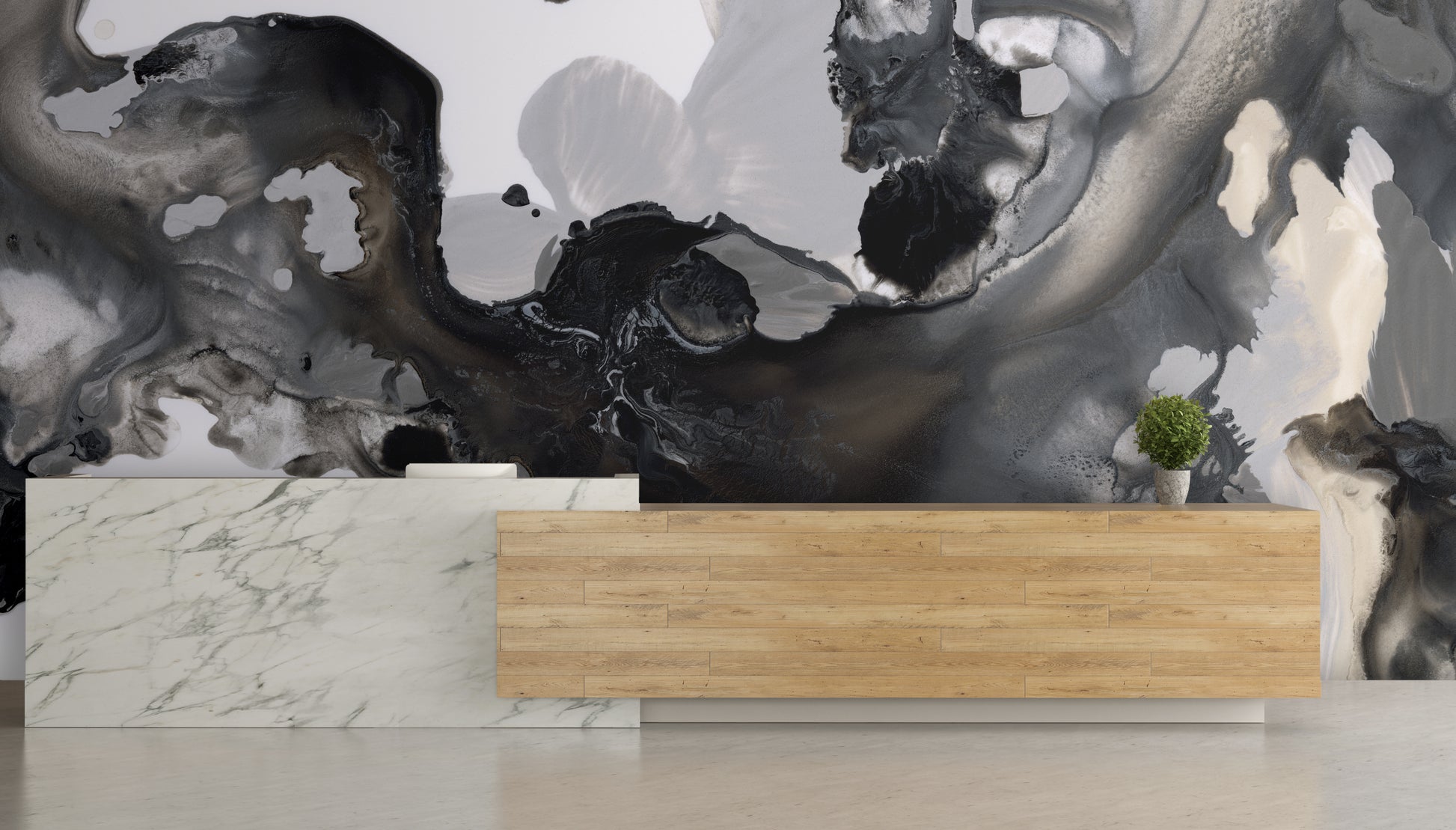 Black & Cream Bloom Made to Measure Mural