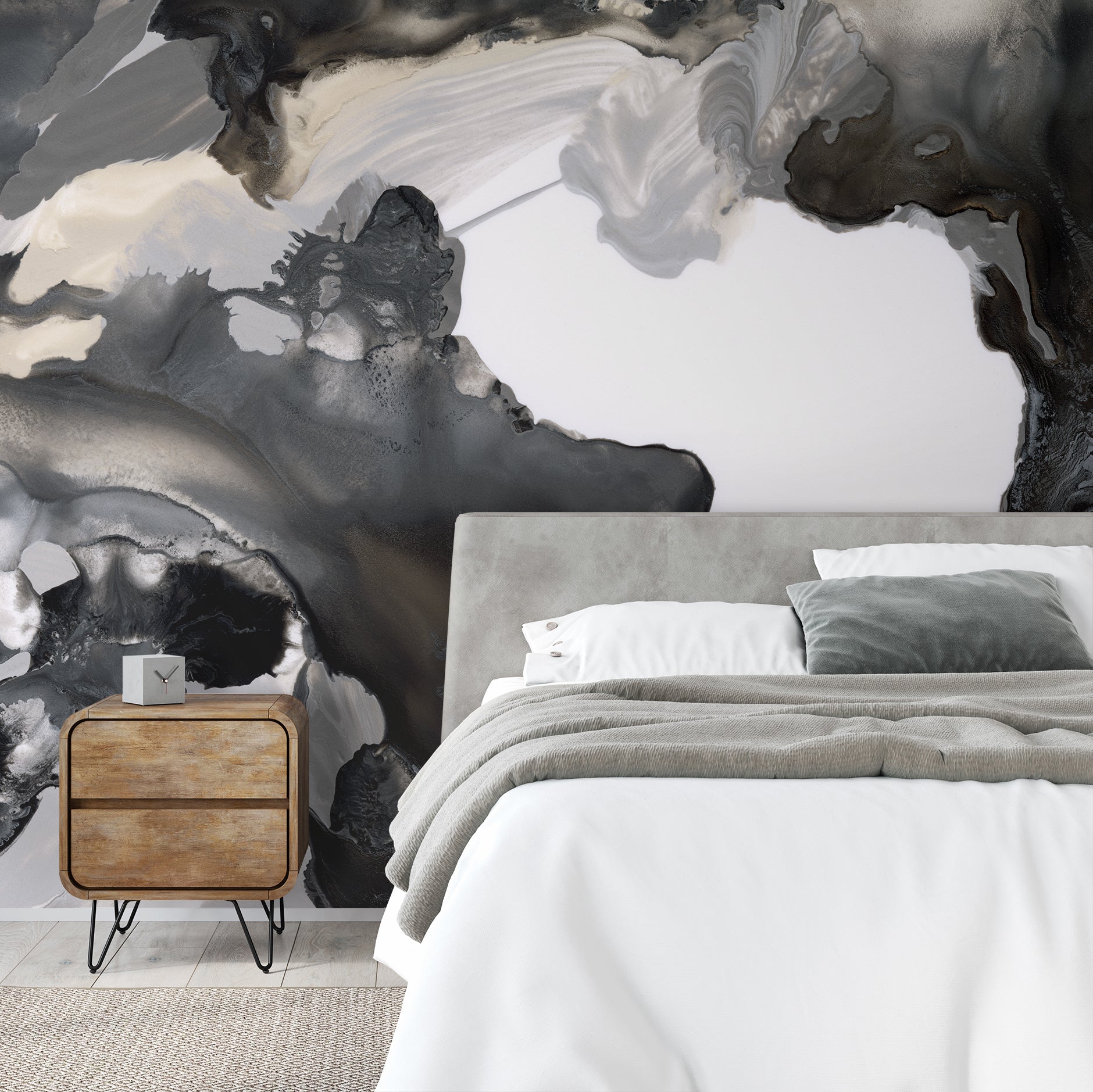 Black & Cream Bloom Made to Measure Mural