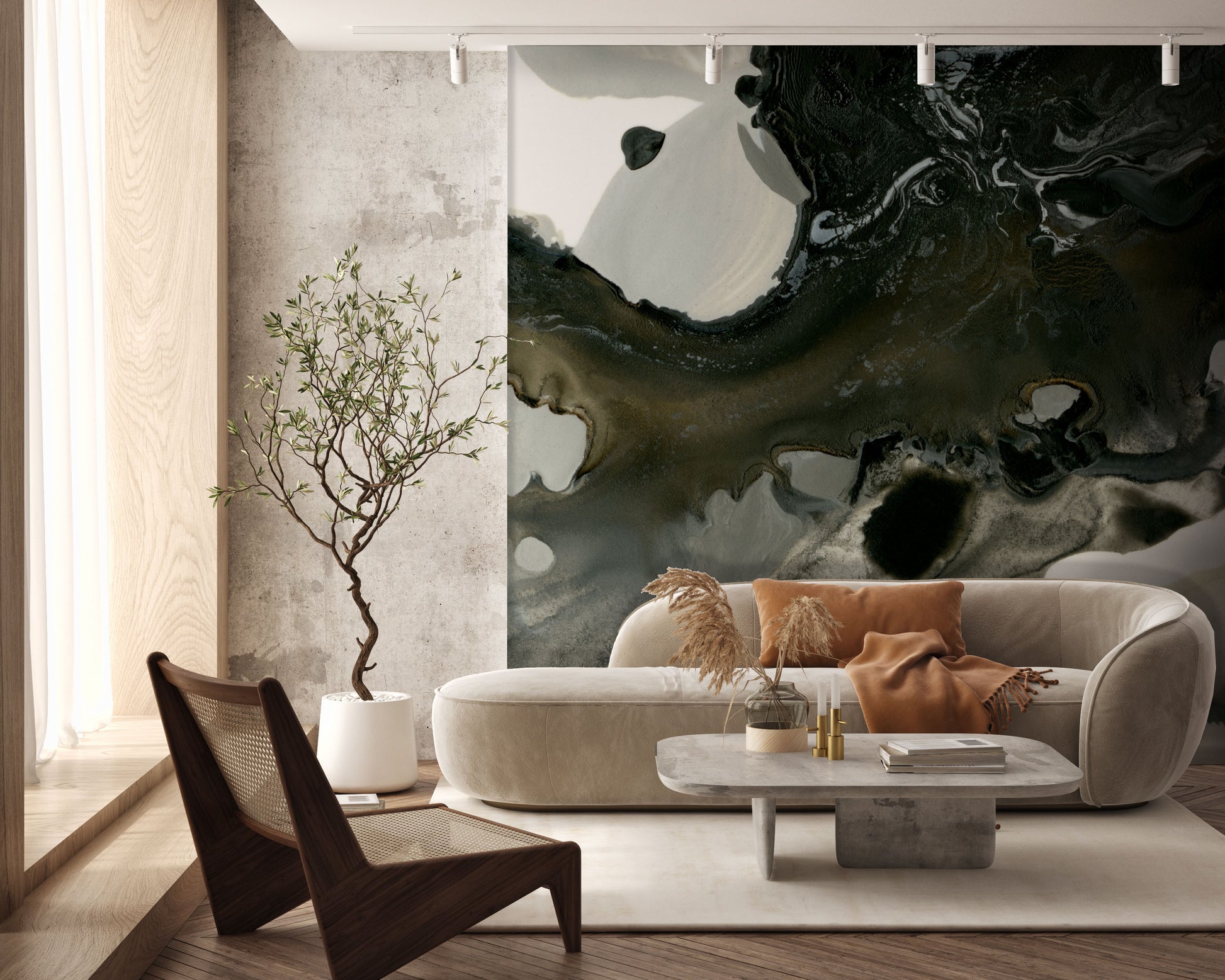 Black & Cream Bloom Made to Measure Mural