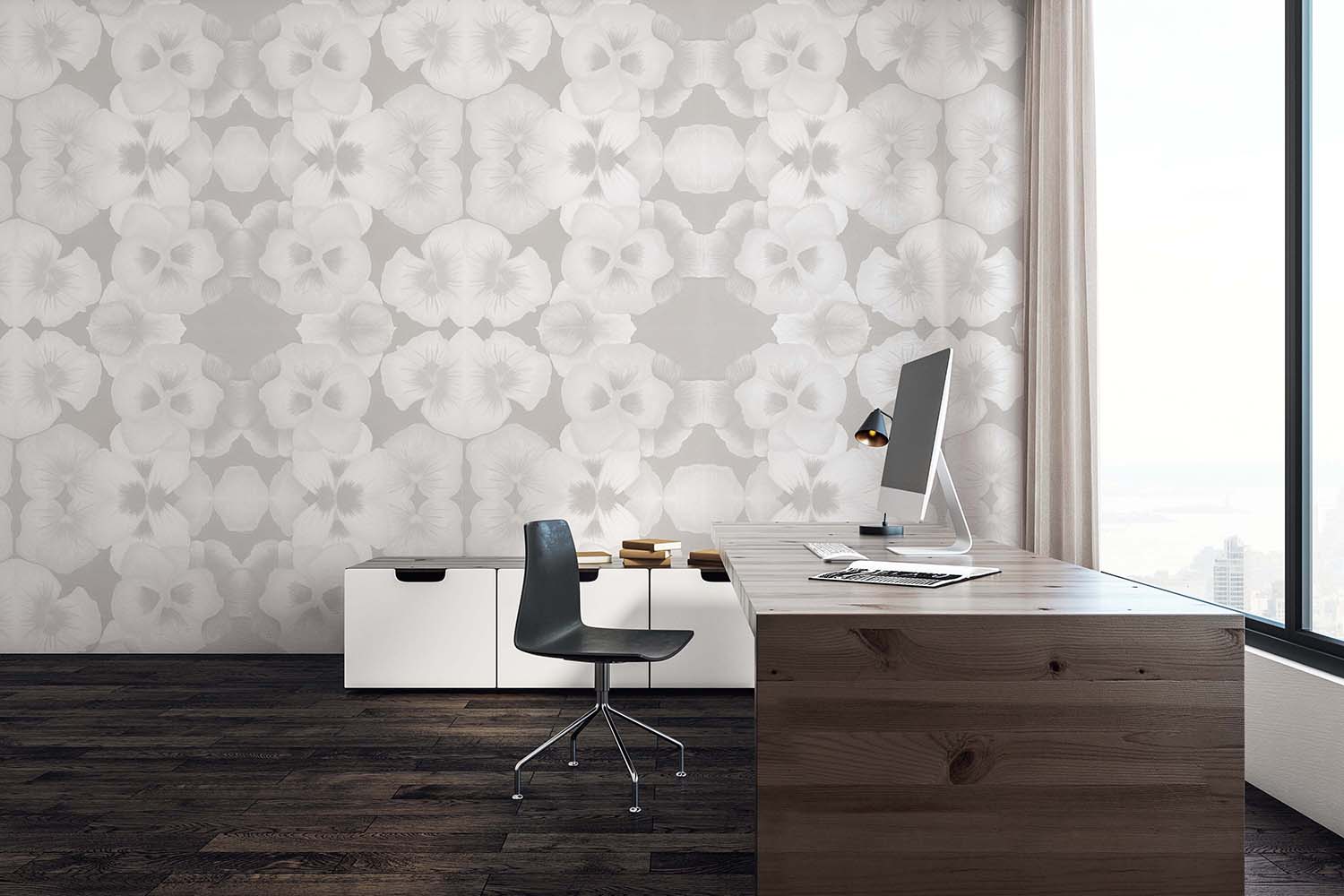 Image of Blossom in Silver Made to Measure Mural