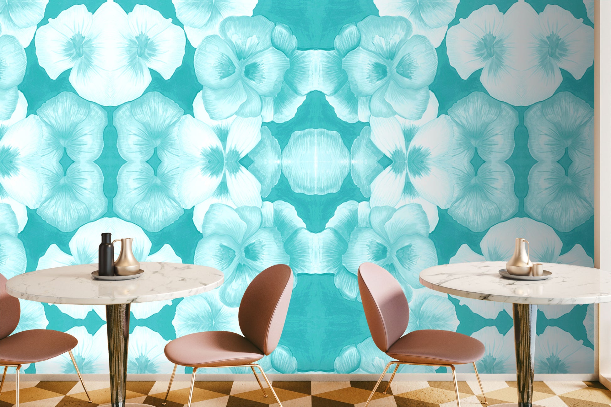 Blossom in Teal Made to Measure Mural