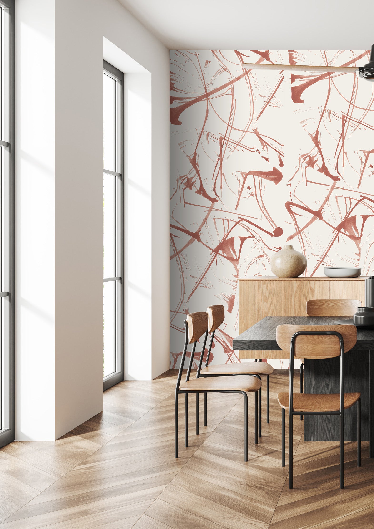 Image of Brushstrokes in Azalea - Quick Ship - Wallpaper