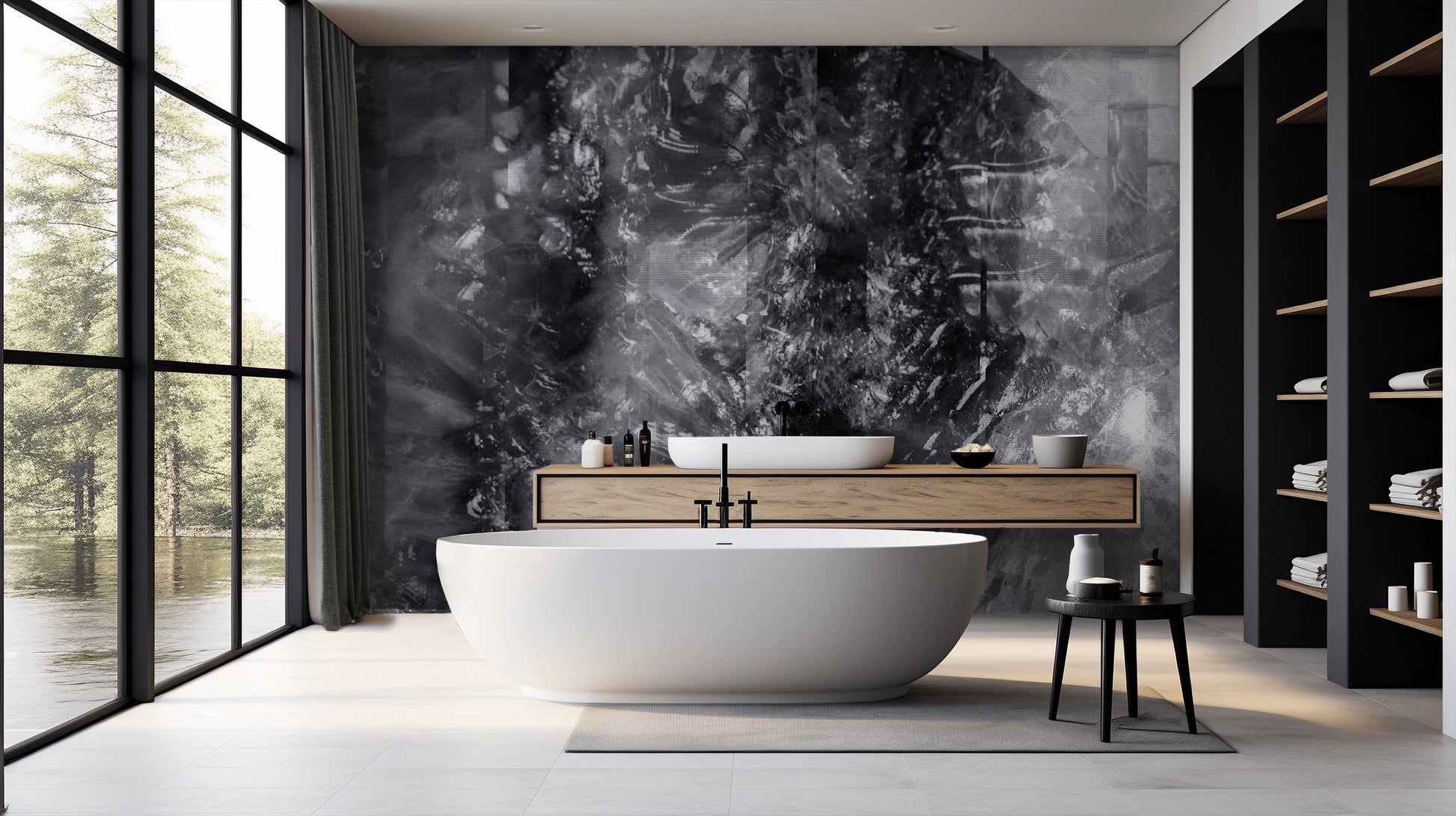 Calcite Glitch in Noir Made to Measure Mural