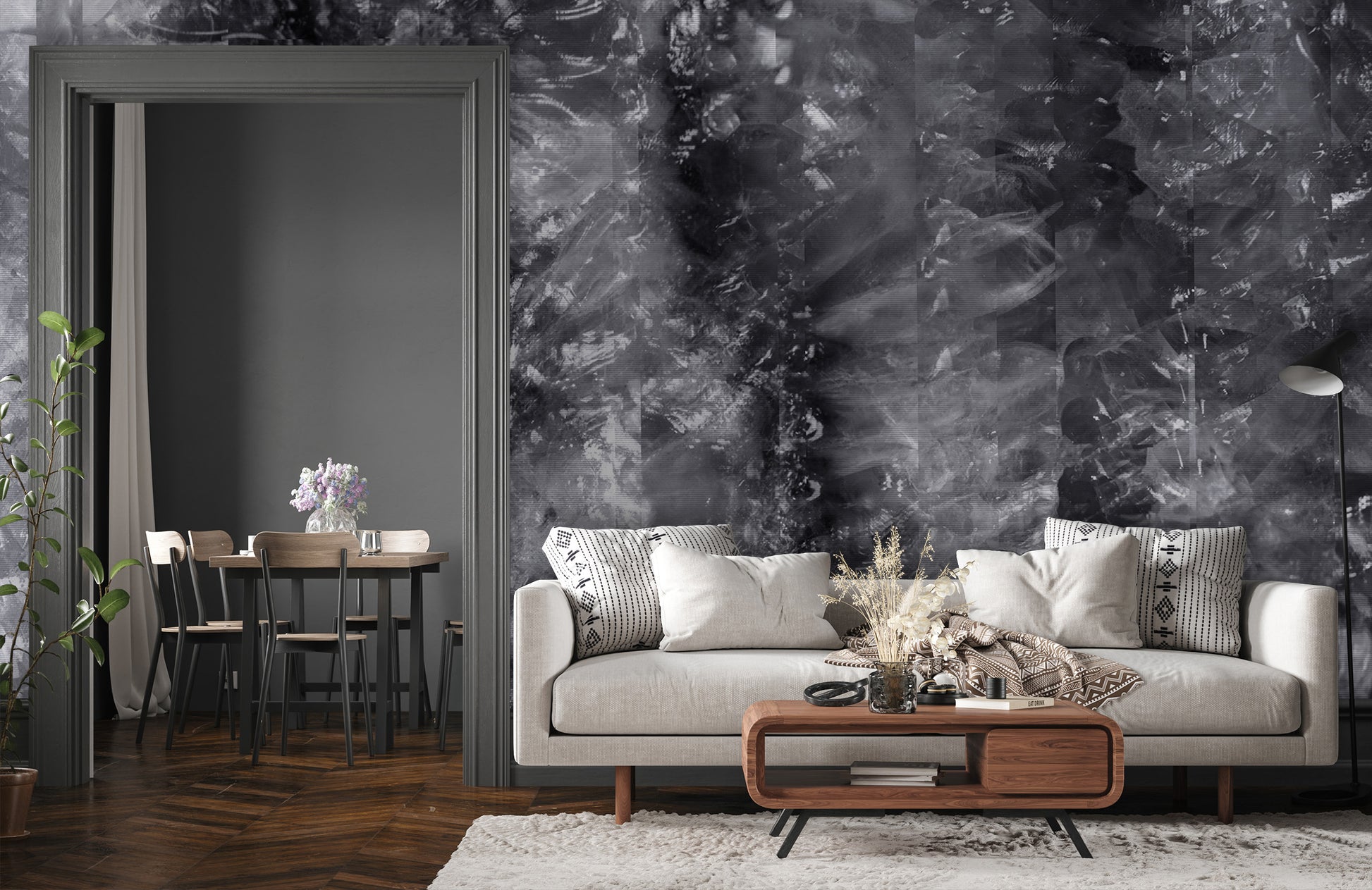 Calcite Glitch in Noir Made to Measure Mural