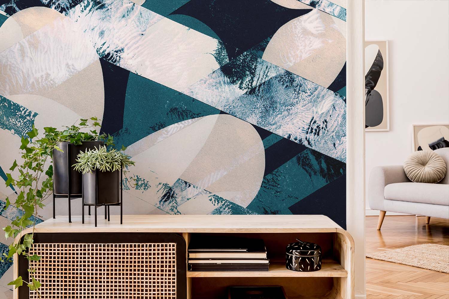 Image of Camber in Teal Made to Measure Mural