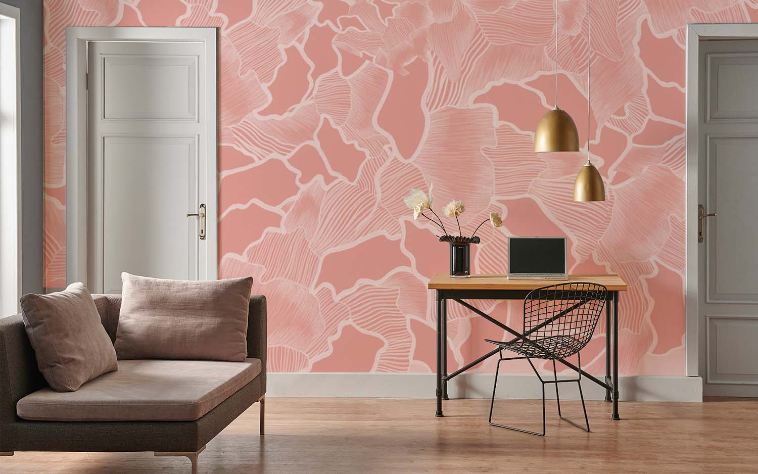 Image of Canopy in Coral Made to Measure Mural