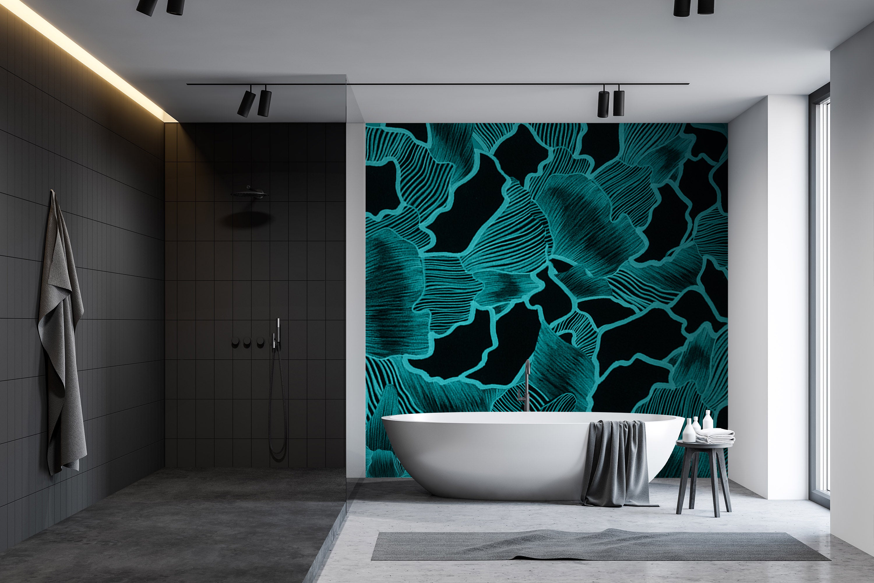 Image of Canopy in Teal + Black Made to Measure Mural