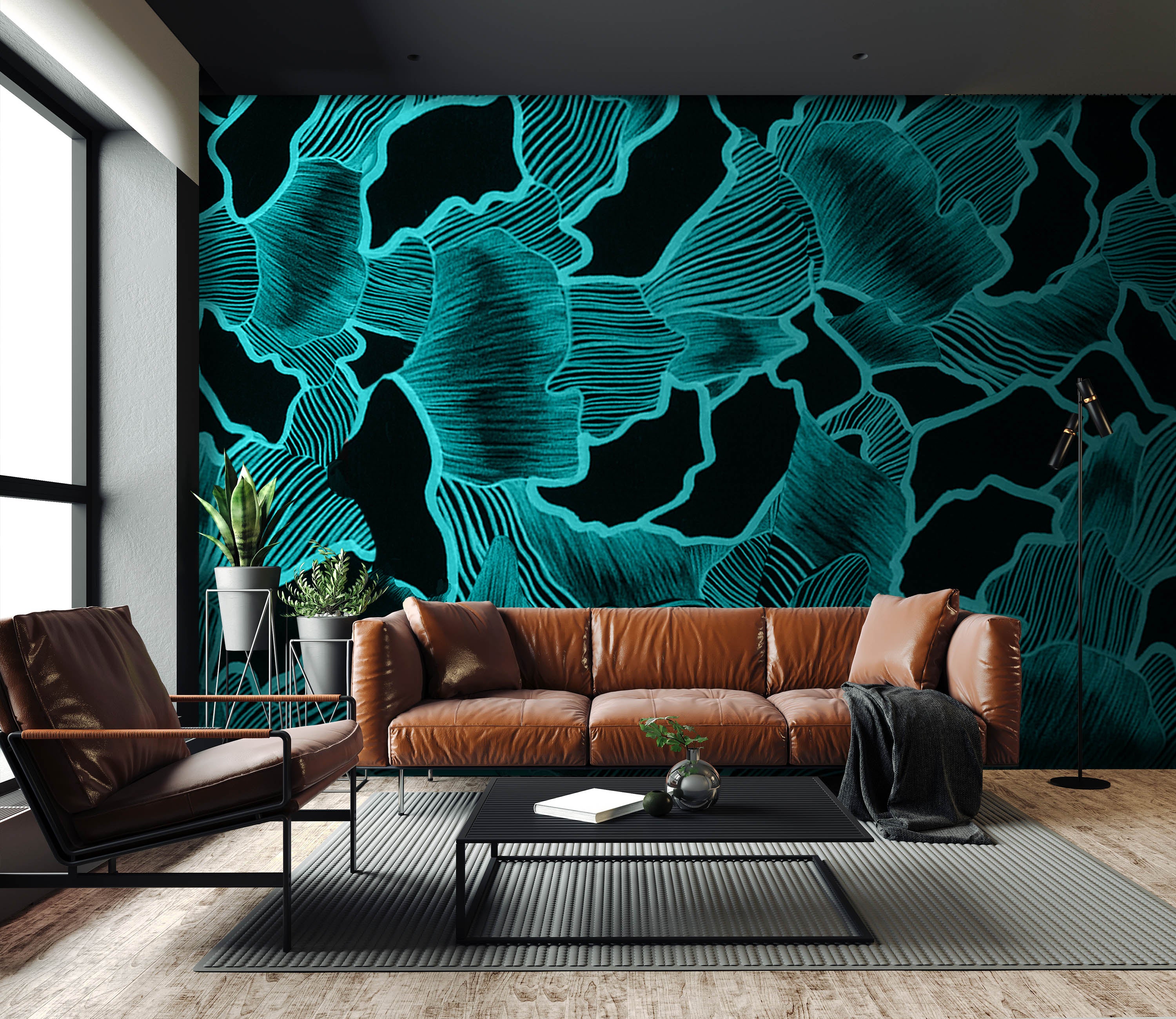 Image of Canopy in Teal + Black Made to Measure Mural