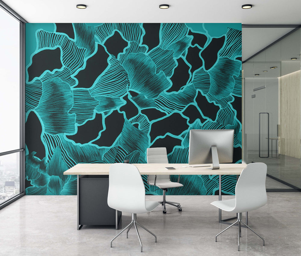 Canopy in Teal + Black Made to Measure Mural
