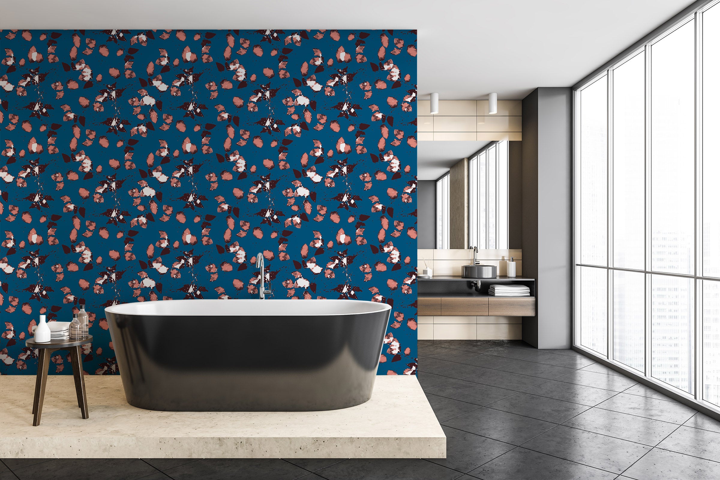 Image of Confetti Roses in Azur - Quick Ship - Wallpaper