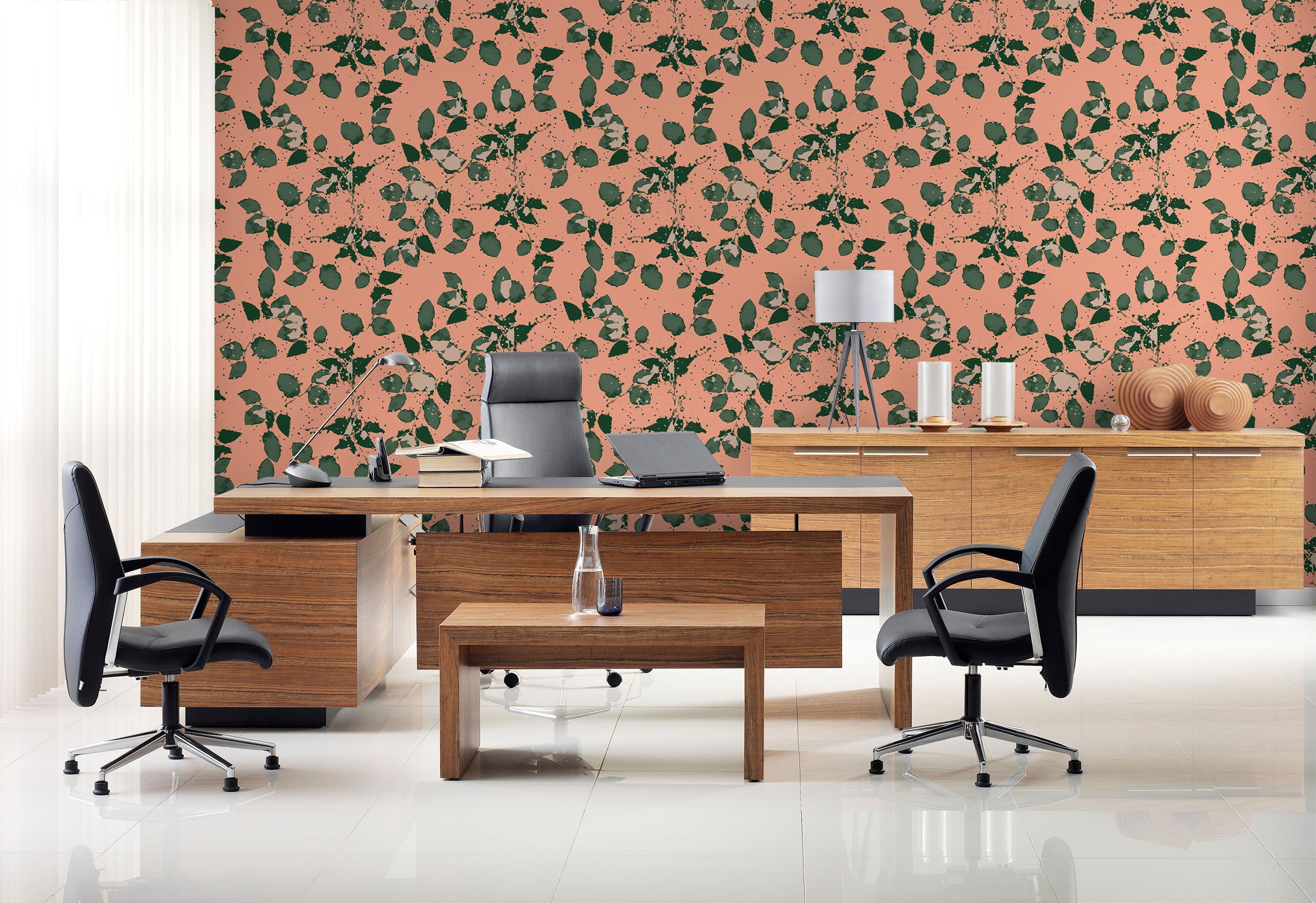 Image of Confetti Roses in Corail - Quick Ship - Wallpaper