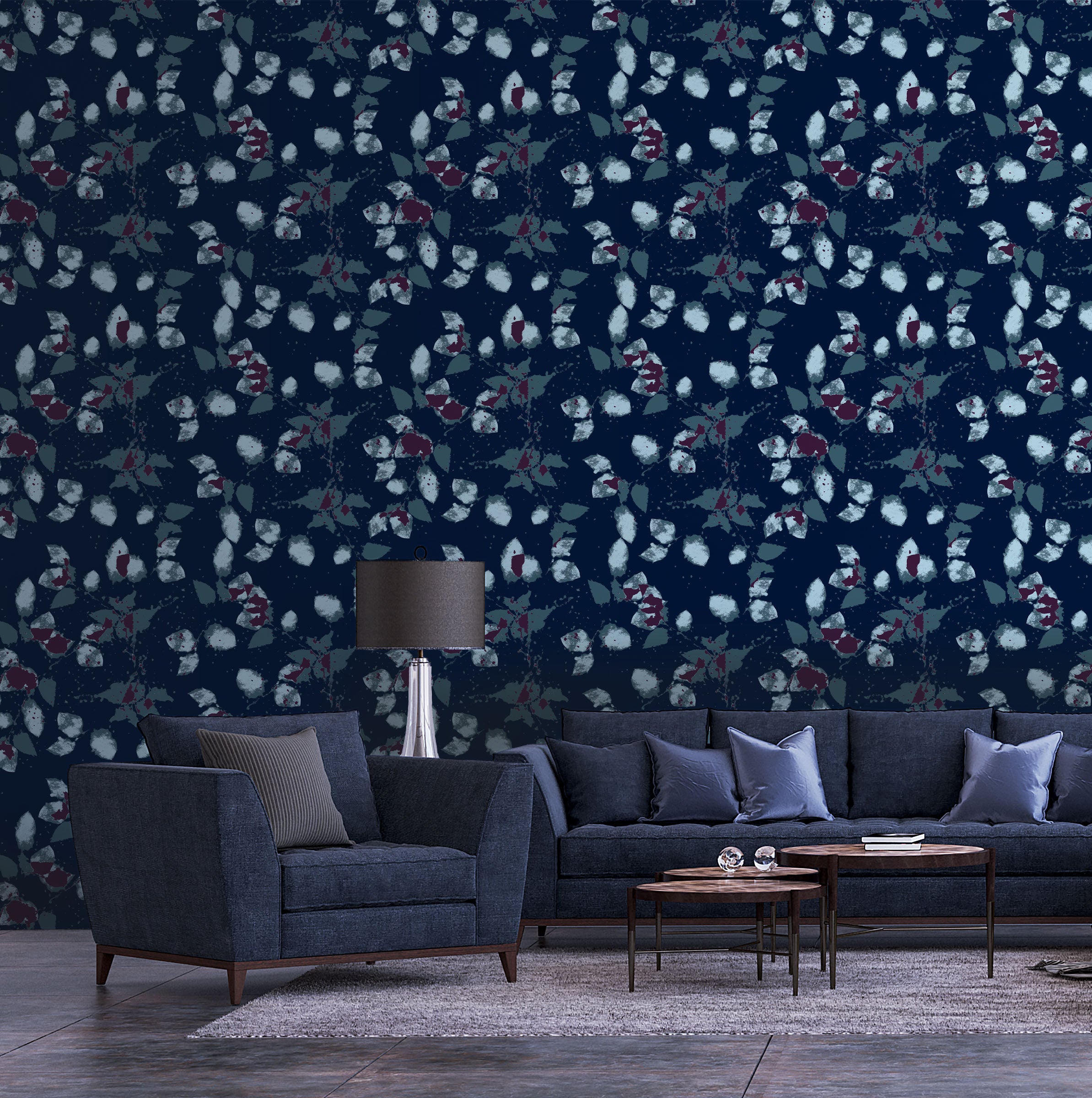 Image of Confetti Roses in Outremer - Quick Ship - Wallpaper