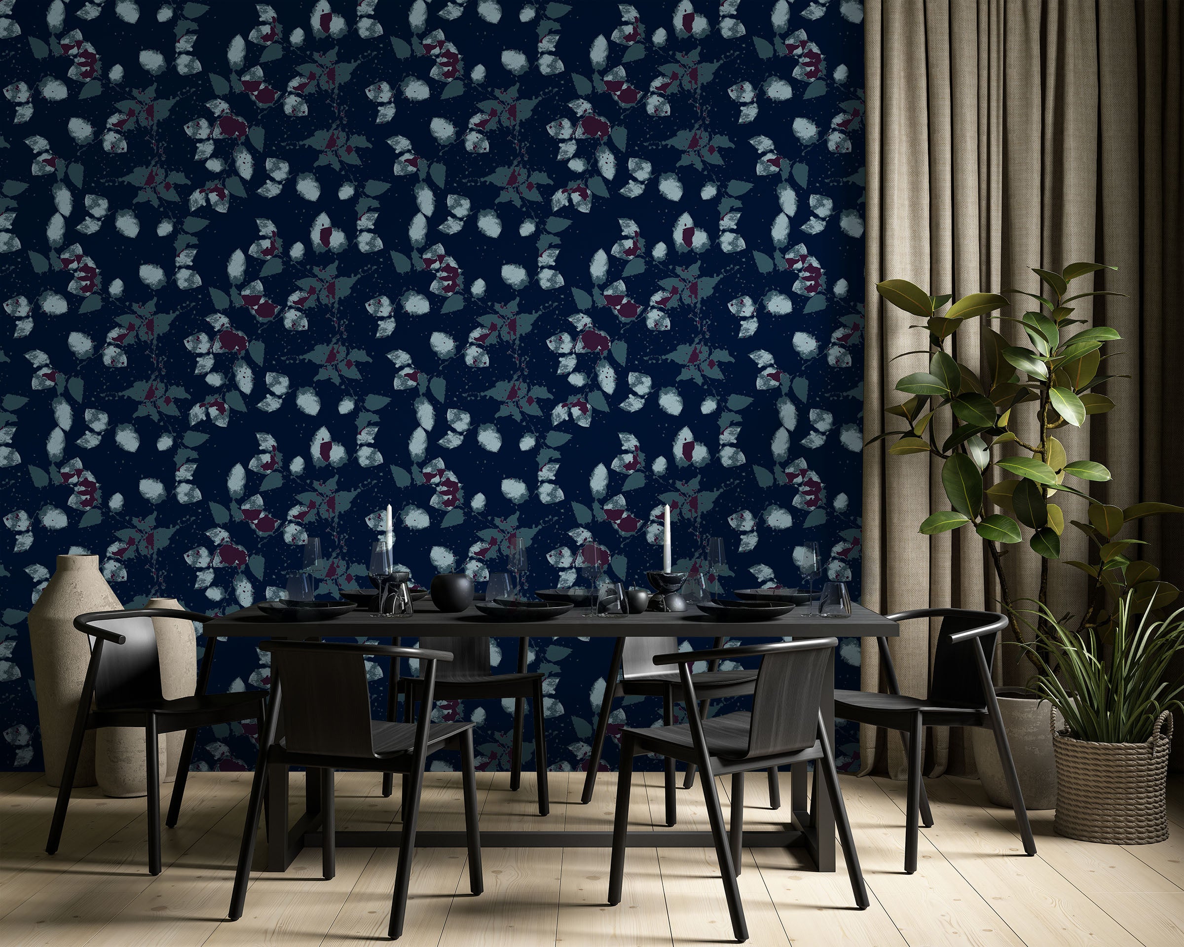 Image of Confetti Roses in Outremer - Quick Ship - Wallpaper