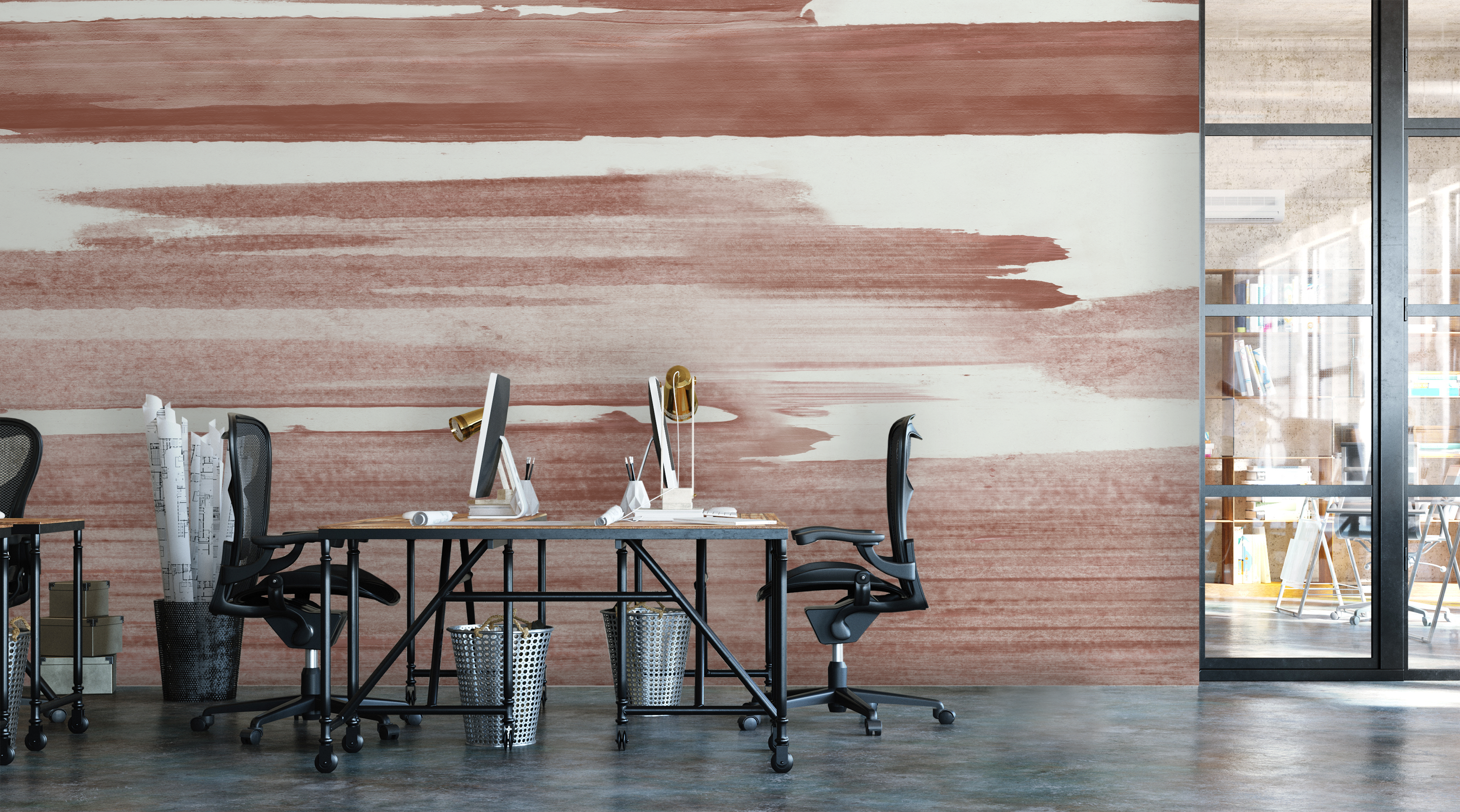 Image of Crystal Cove in Cinnabar - Wallpaper Mural - Quick Ship