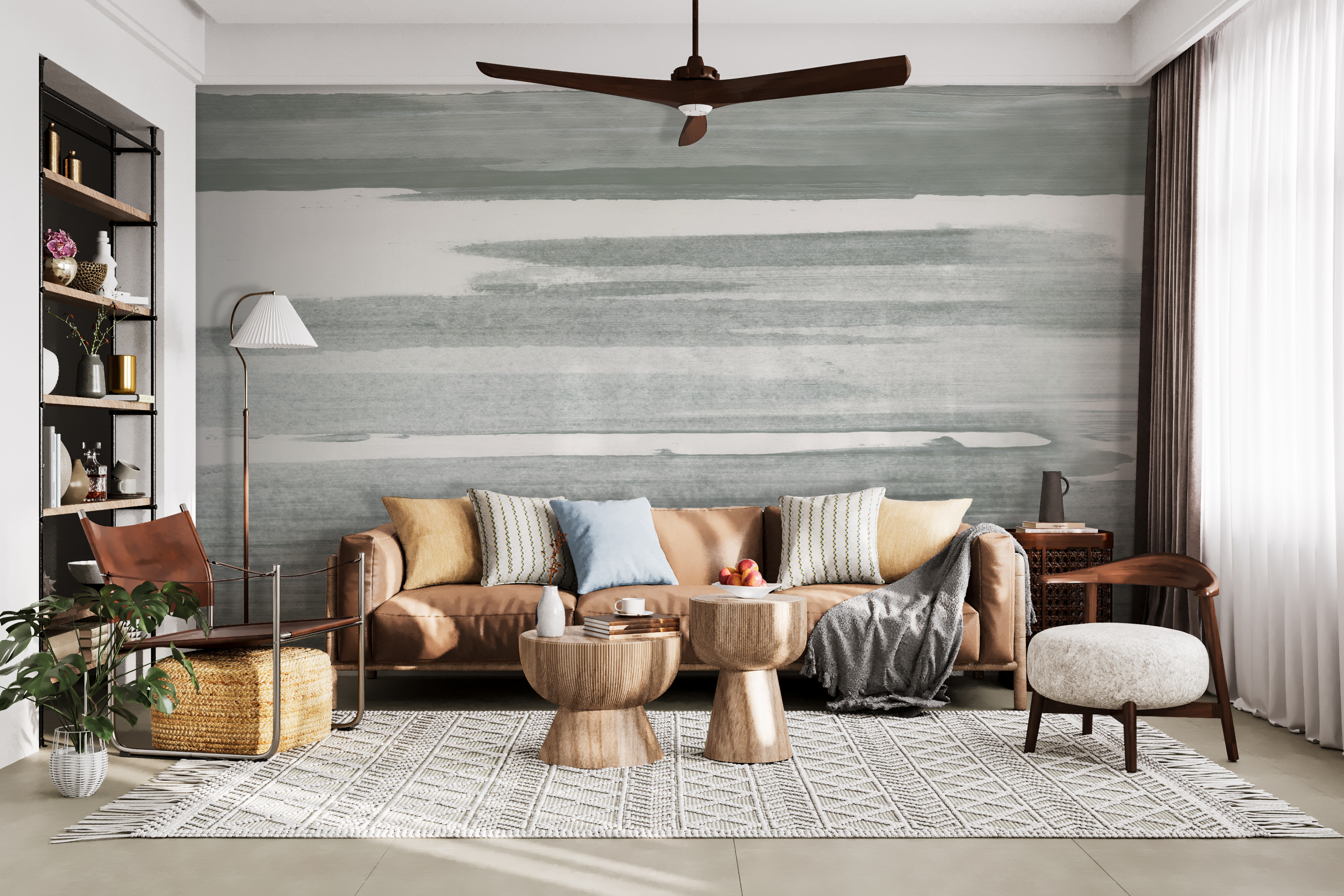 Image of Crystal Cove in Willow - Wallpaper Mural - Quick Ship