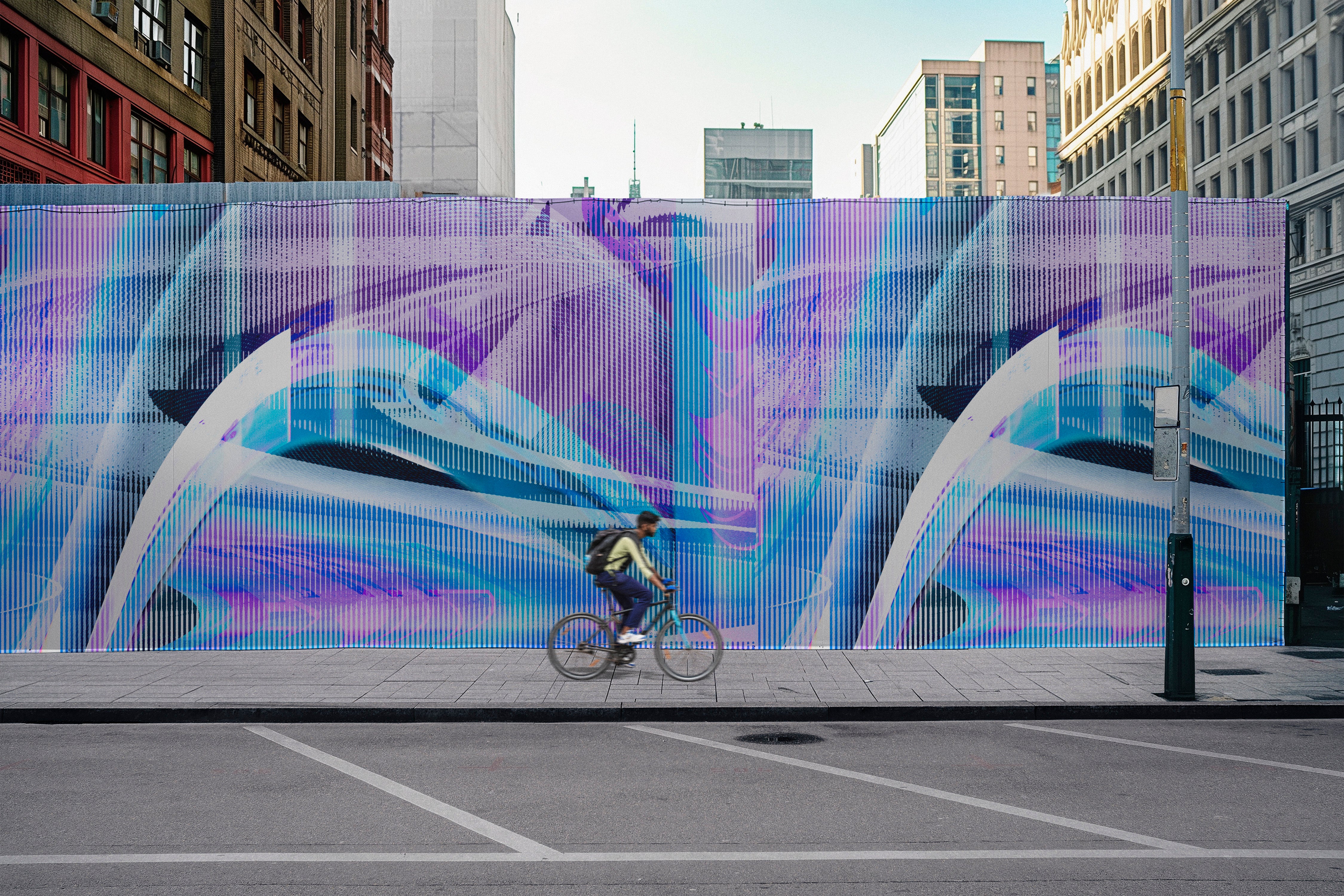 Image of Defiance in Blue - Wallpaper Mural - Quick Ship