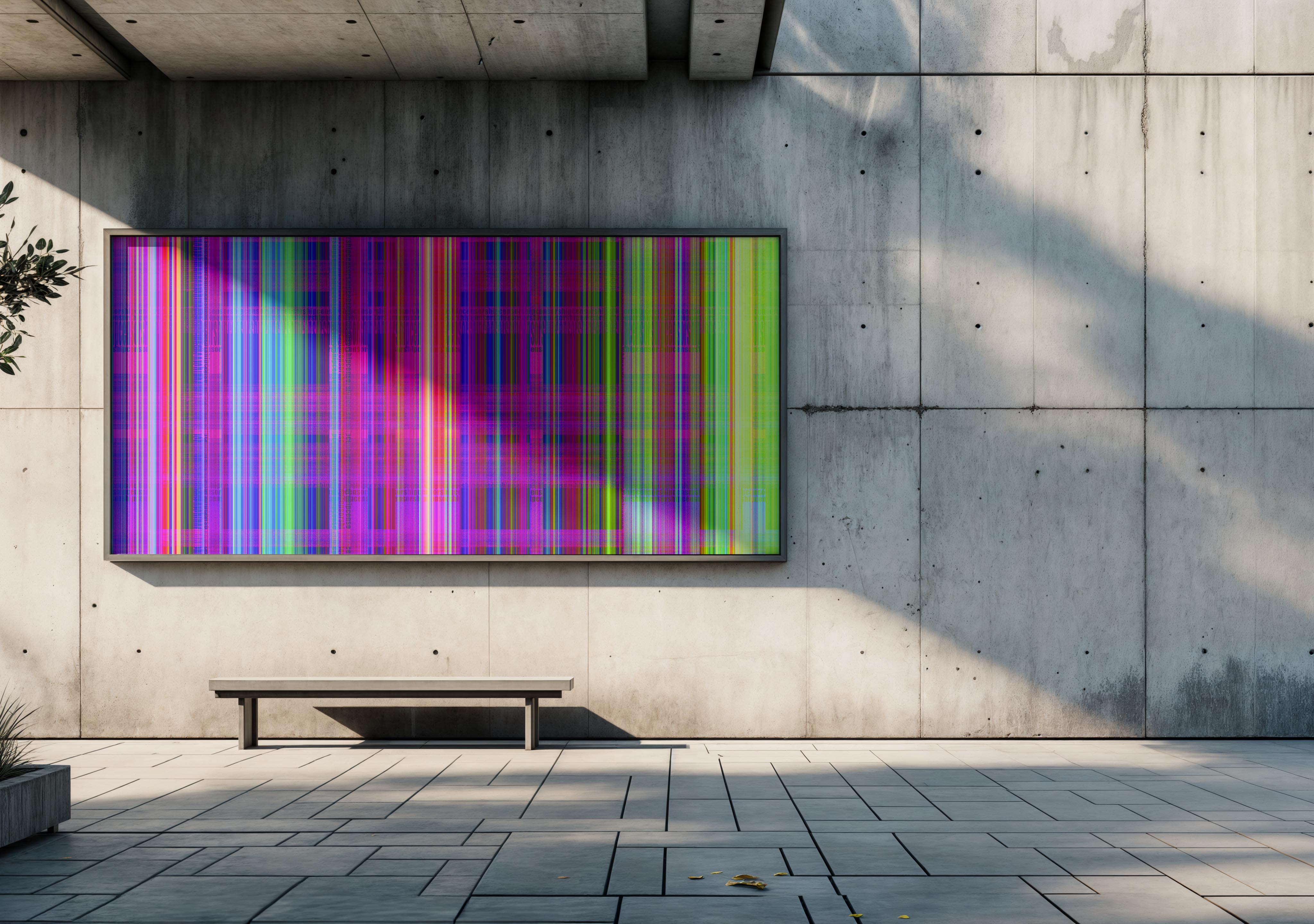 Image of Digital Plaid in Neon - Wallpaper Mural - Quick Ship