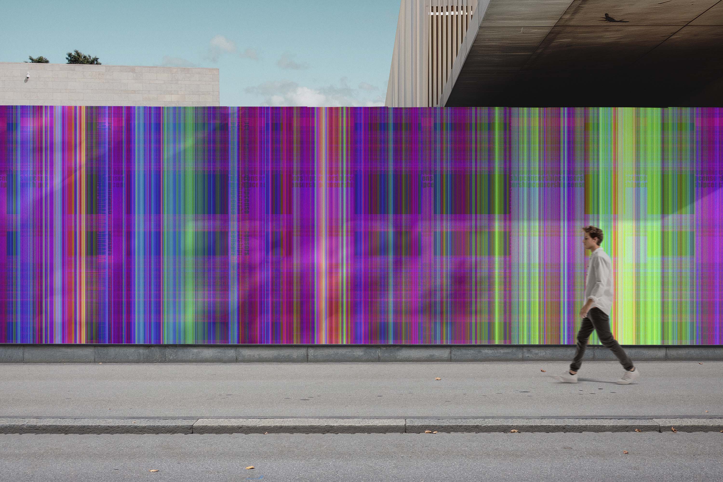 Image of Digital Plaid in Neon - Wallpaper Mural - Quick Ship