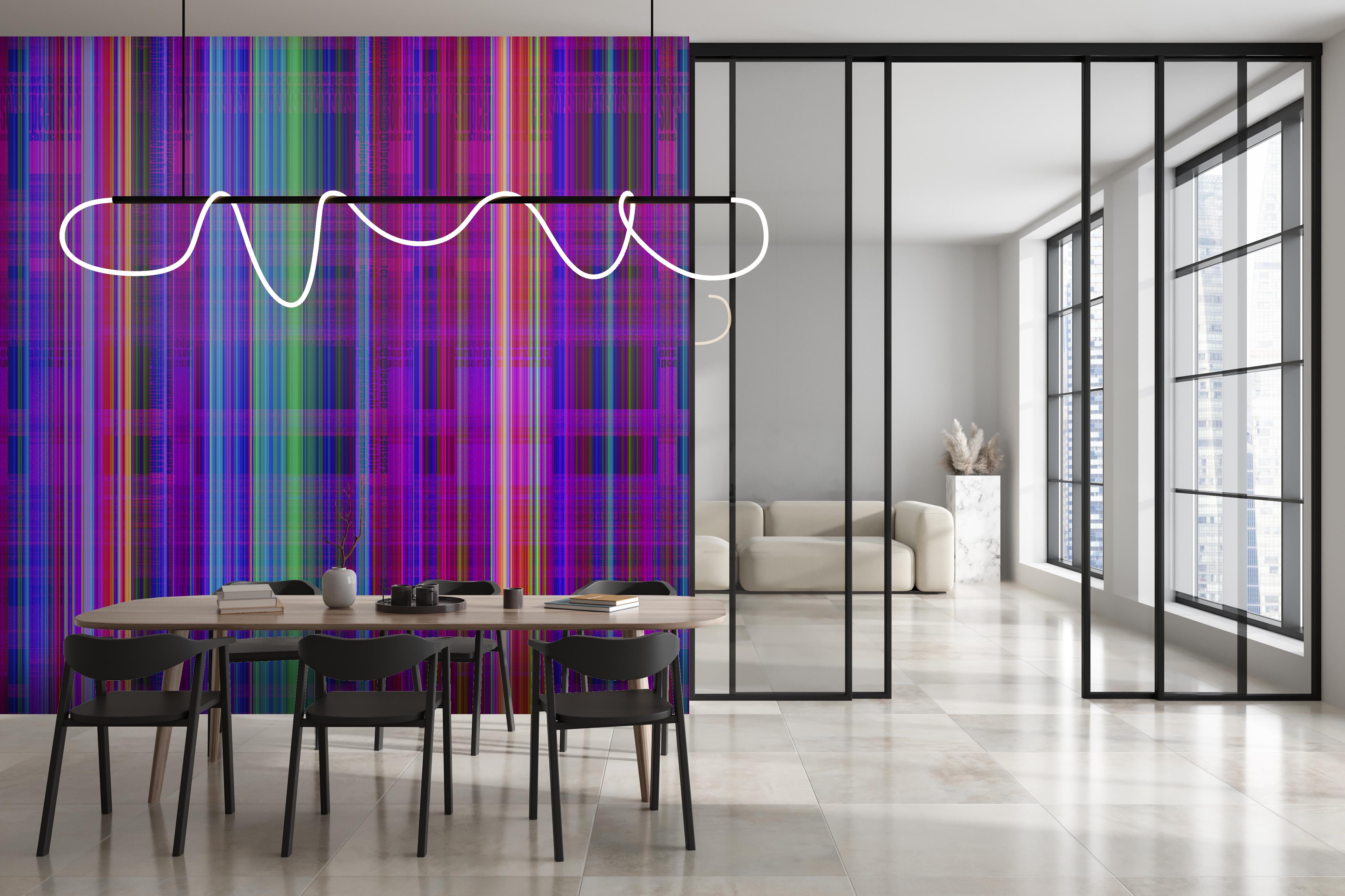 Image of Digital Plaid in Neon - Wallpaper Mural - Quick Ship