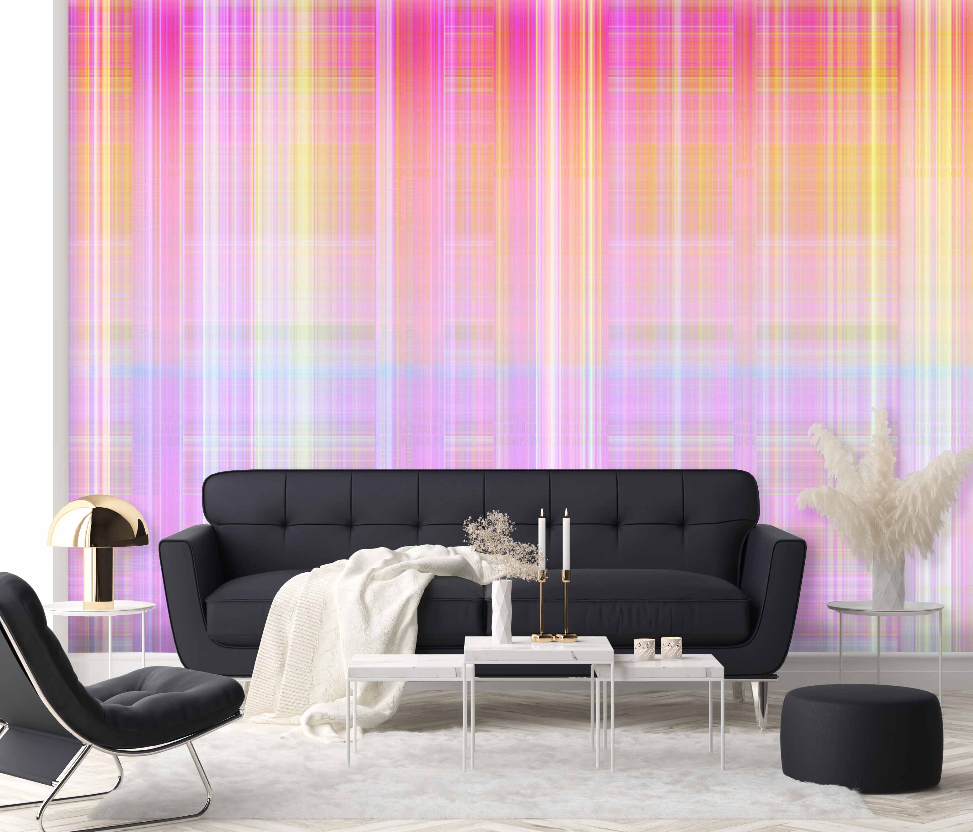 Image of Digital Plaid in Pink - Wallpaper Mural - Quick Ship
