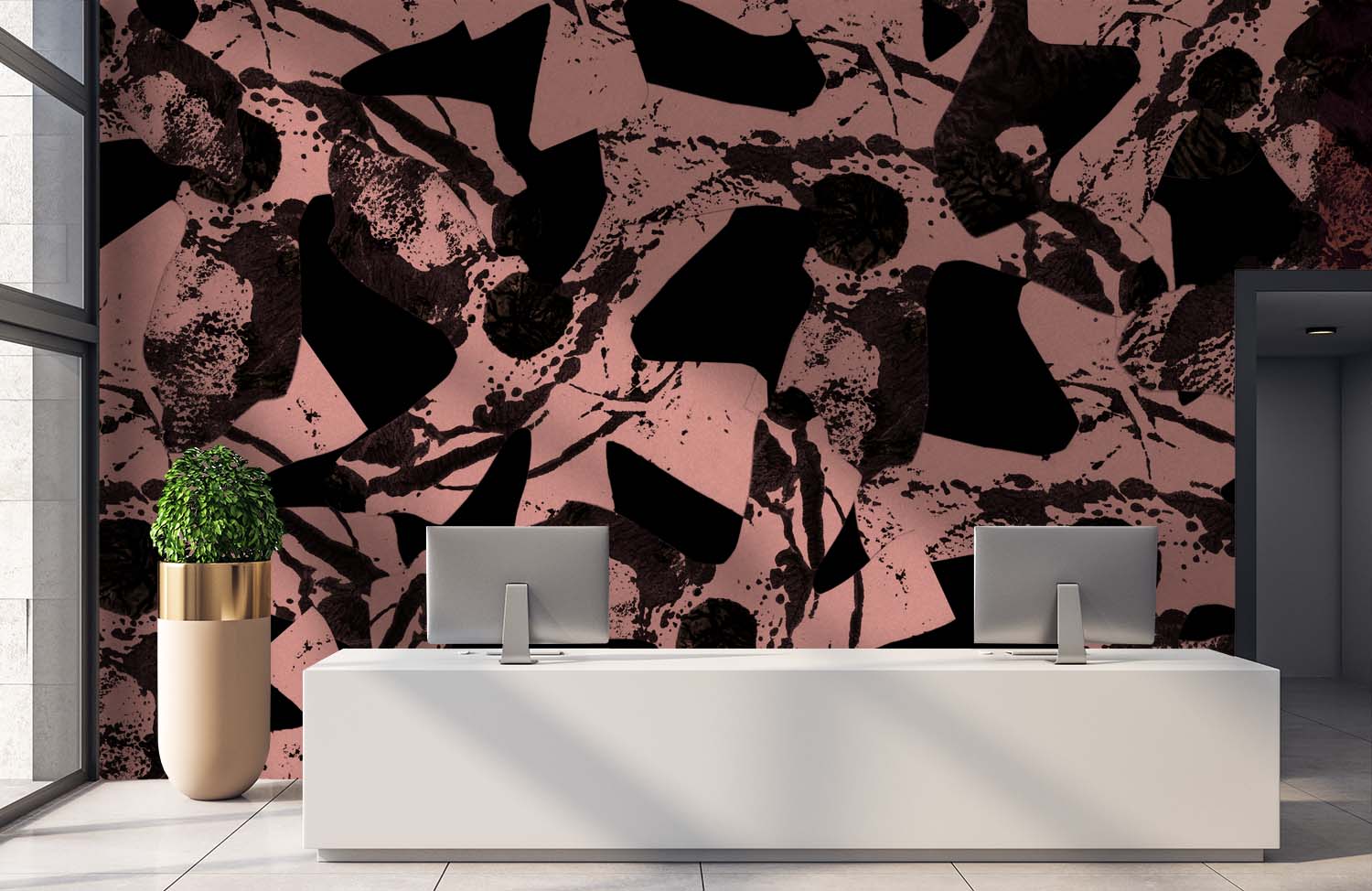 Image of Discord in Coral + Black Made to Measure Mural