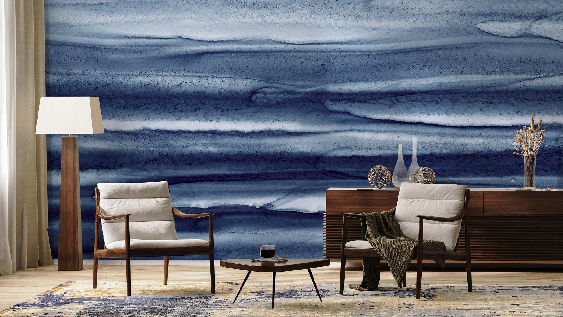 Indigo Stripes - Quick Ship Wallpaper Mural