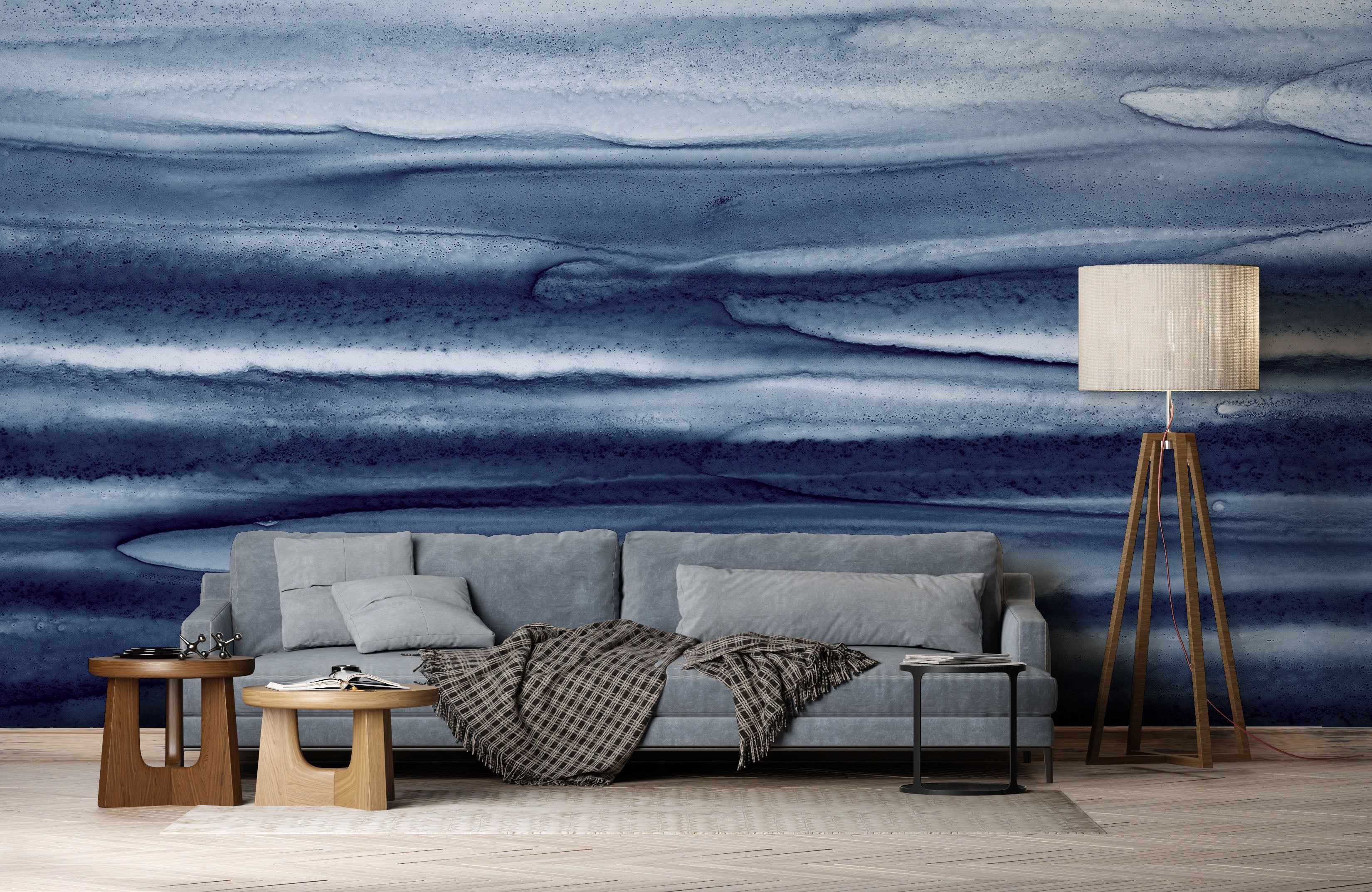 Image of Indigo Stripes - Quick Ship Wallpaper Mural