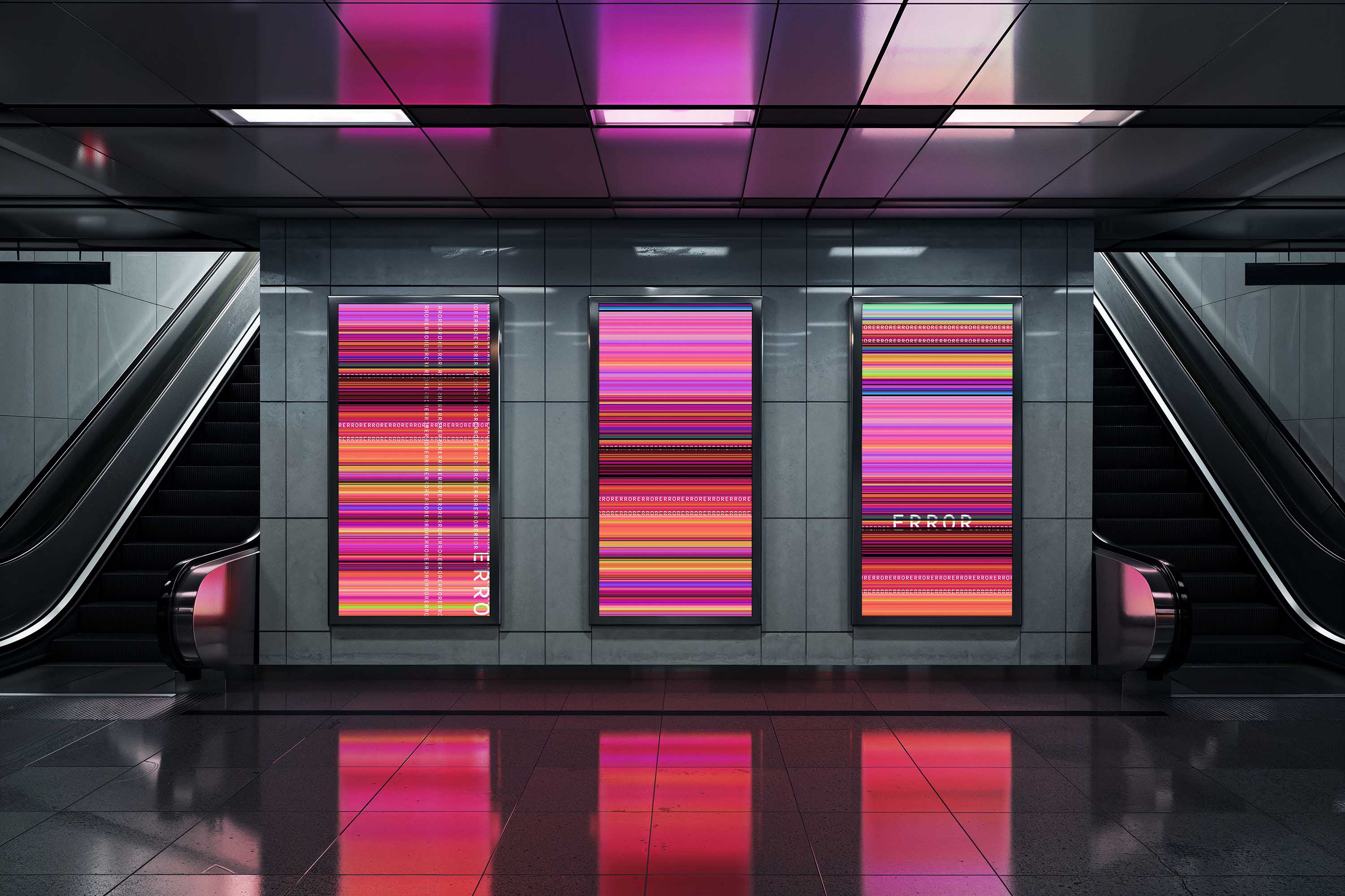 Image of Error Code in Hot Pink - Wallpaper Mural - Quick Ship