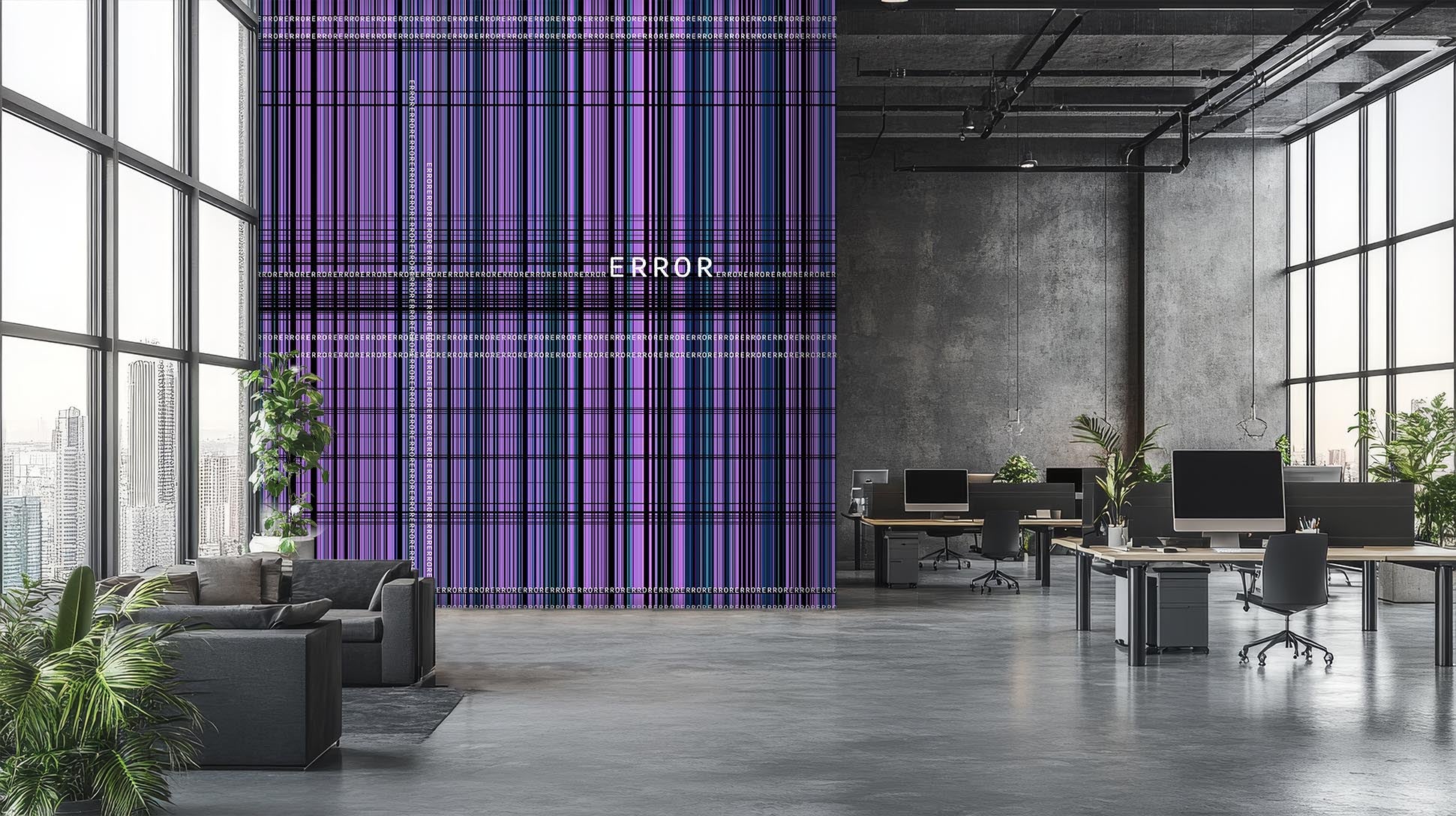 Image of Error Code in Purple - Wallpaper Mural - Quick Ship