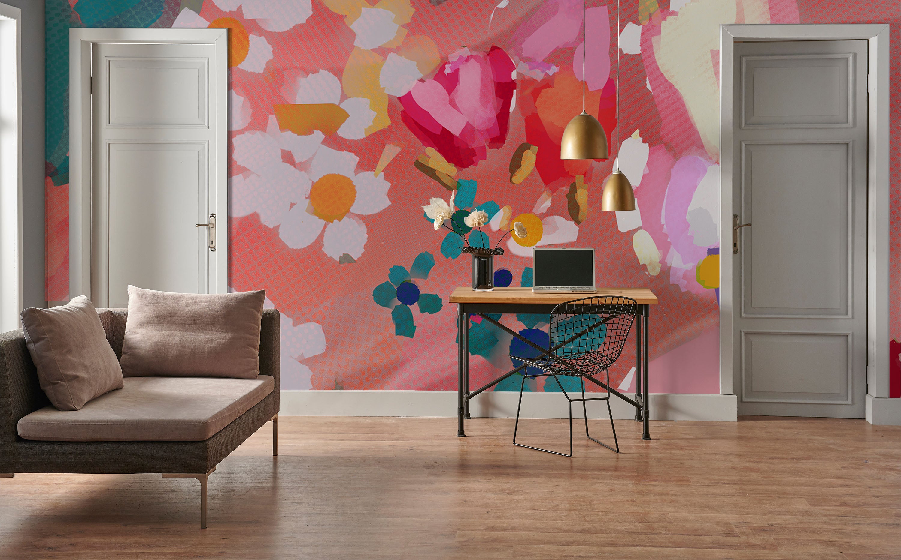 Image of Flora in Coral Made to Measure Mural