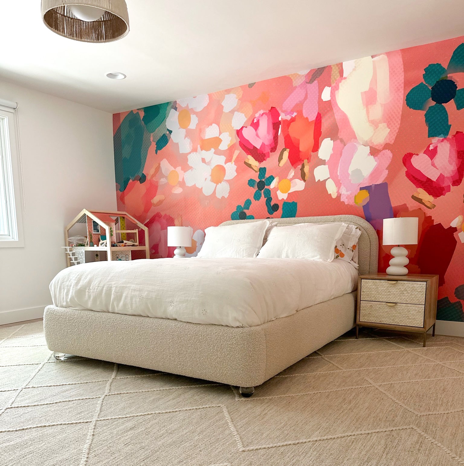 Image of Flora in Coral Made to Measure Mural