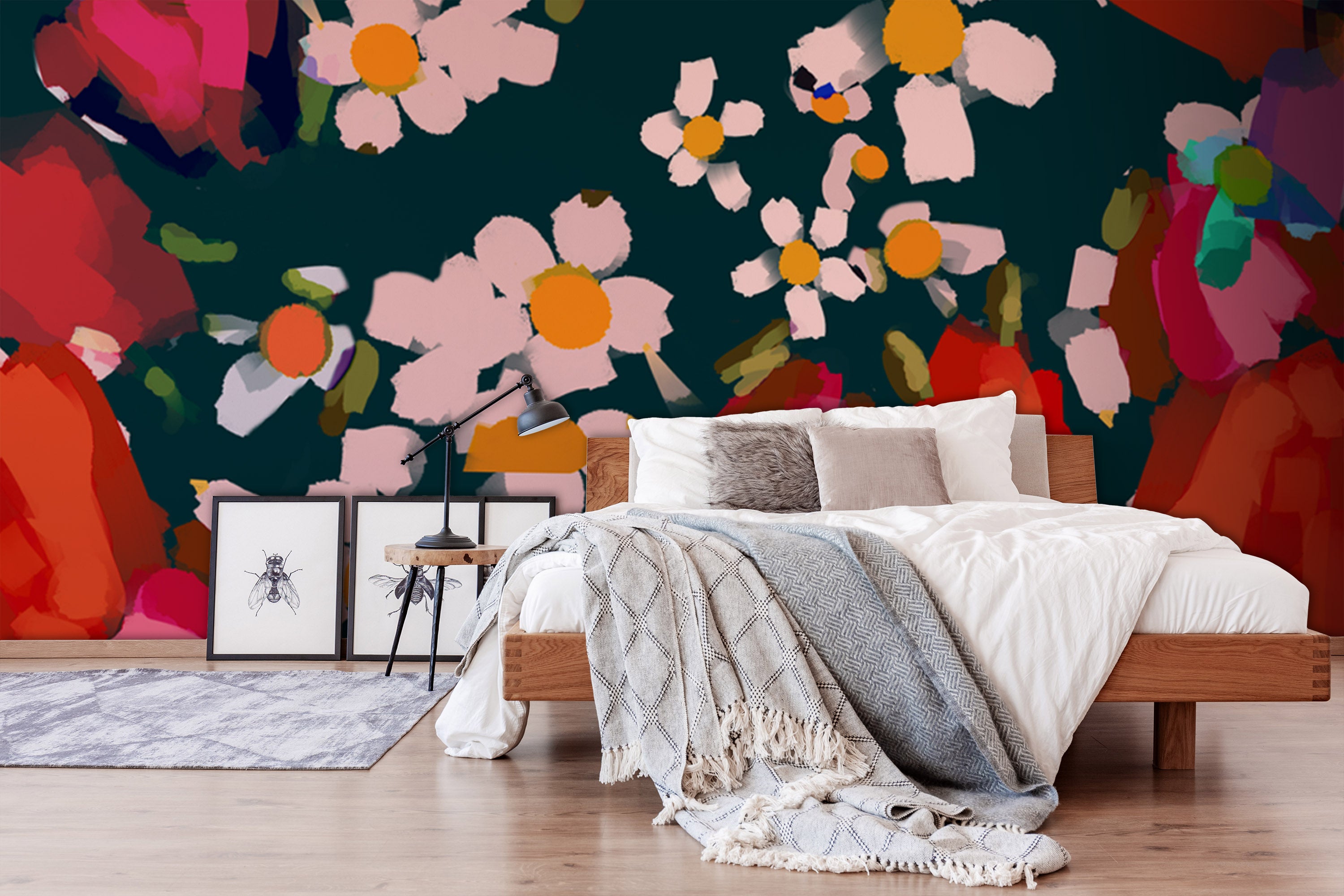 Image of Flora in Dark Teal Made to Measure Mural