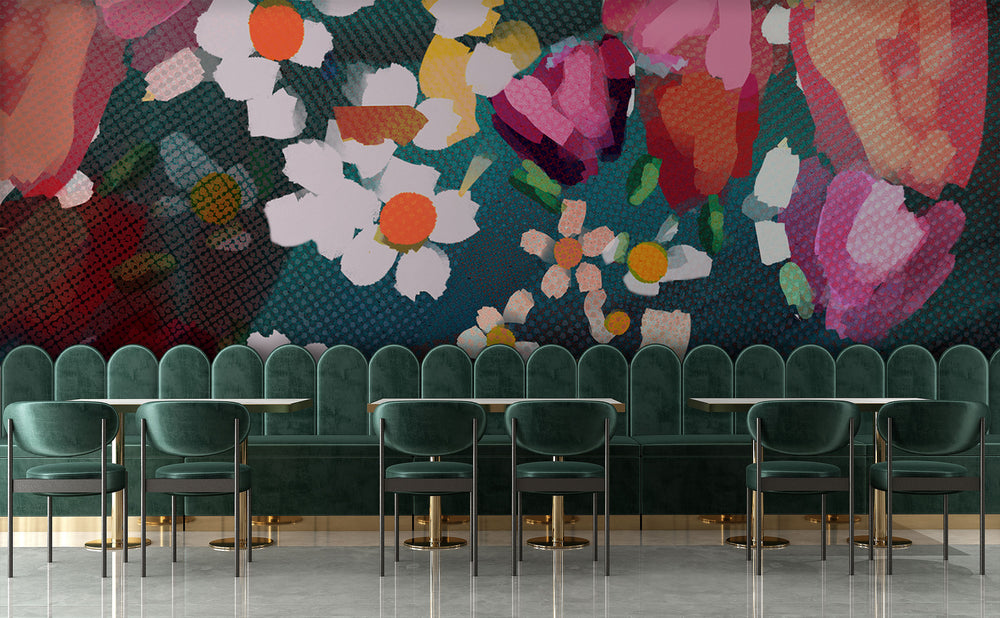 Flora in Teal Made to Measure Mural