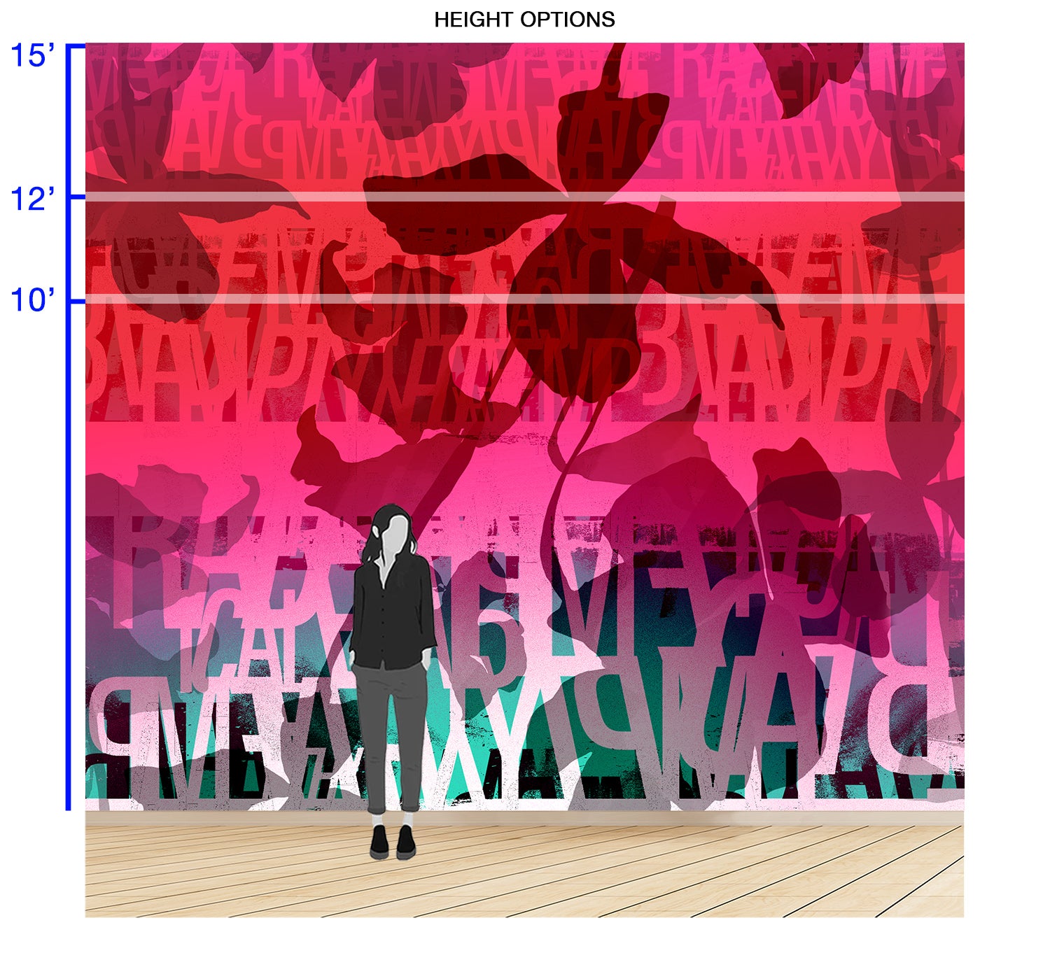 Image of Reimagine in Coral - Wallpaper Mural - Quick Ship