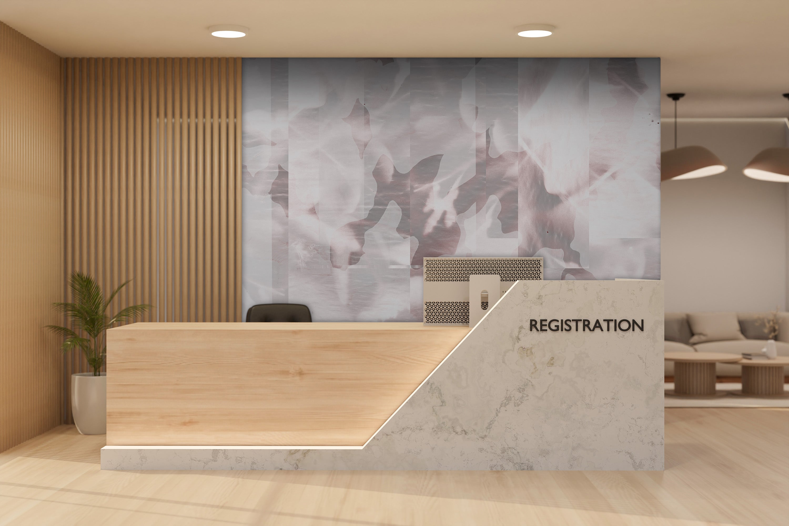 Image of Floret Stripe in Coral Mix Made to Measure Mural