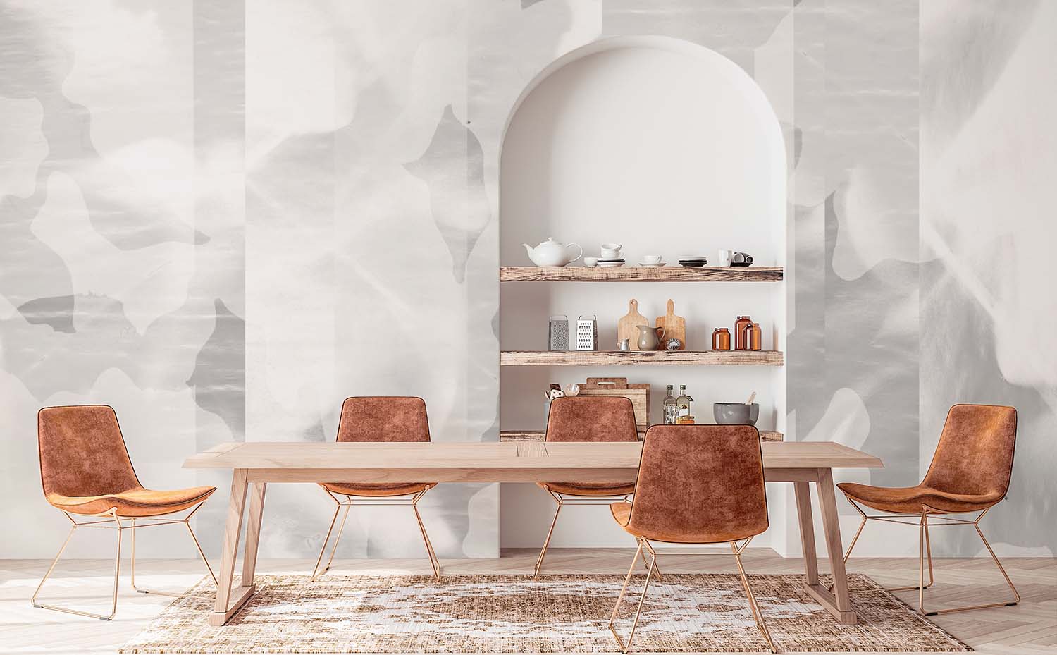 Image of Floret Stripe in Pearl Made to Measure Mural