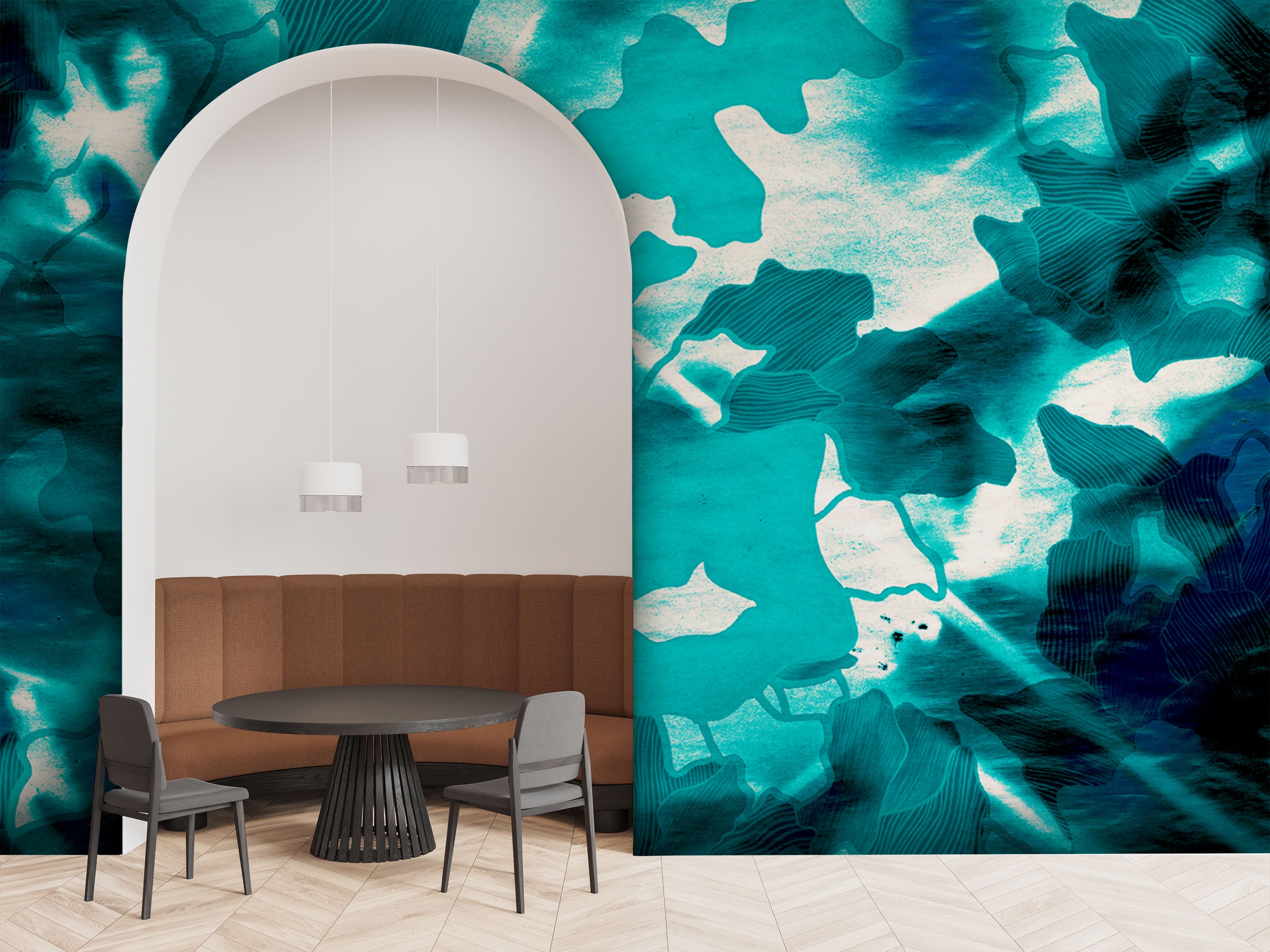 Image of Floret in Teal Made to Measure Mural