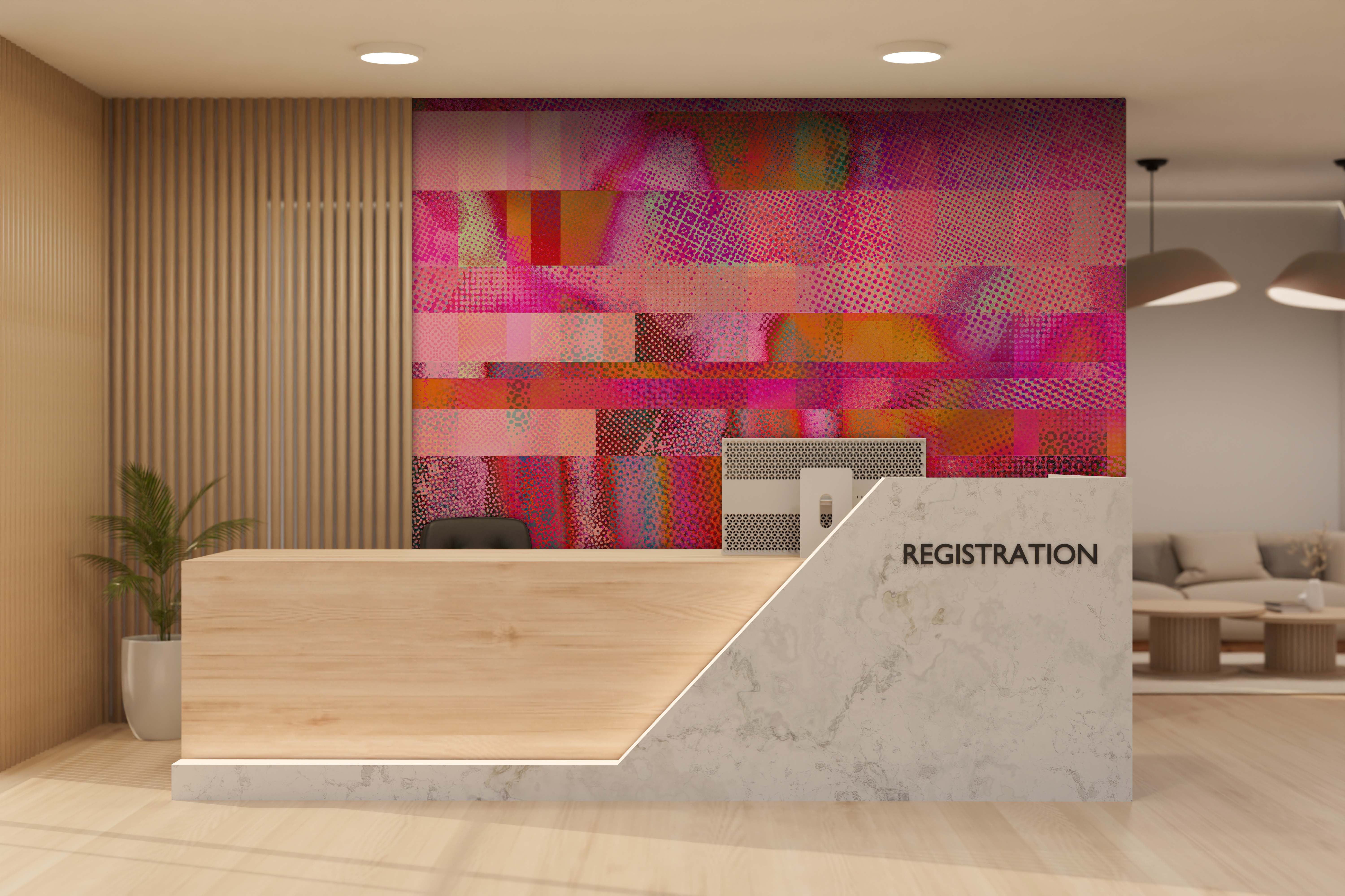 Image of Glass Ceiling in Coral - Wallpaper Mural - Quick Ship