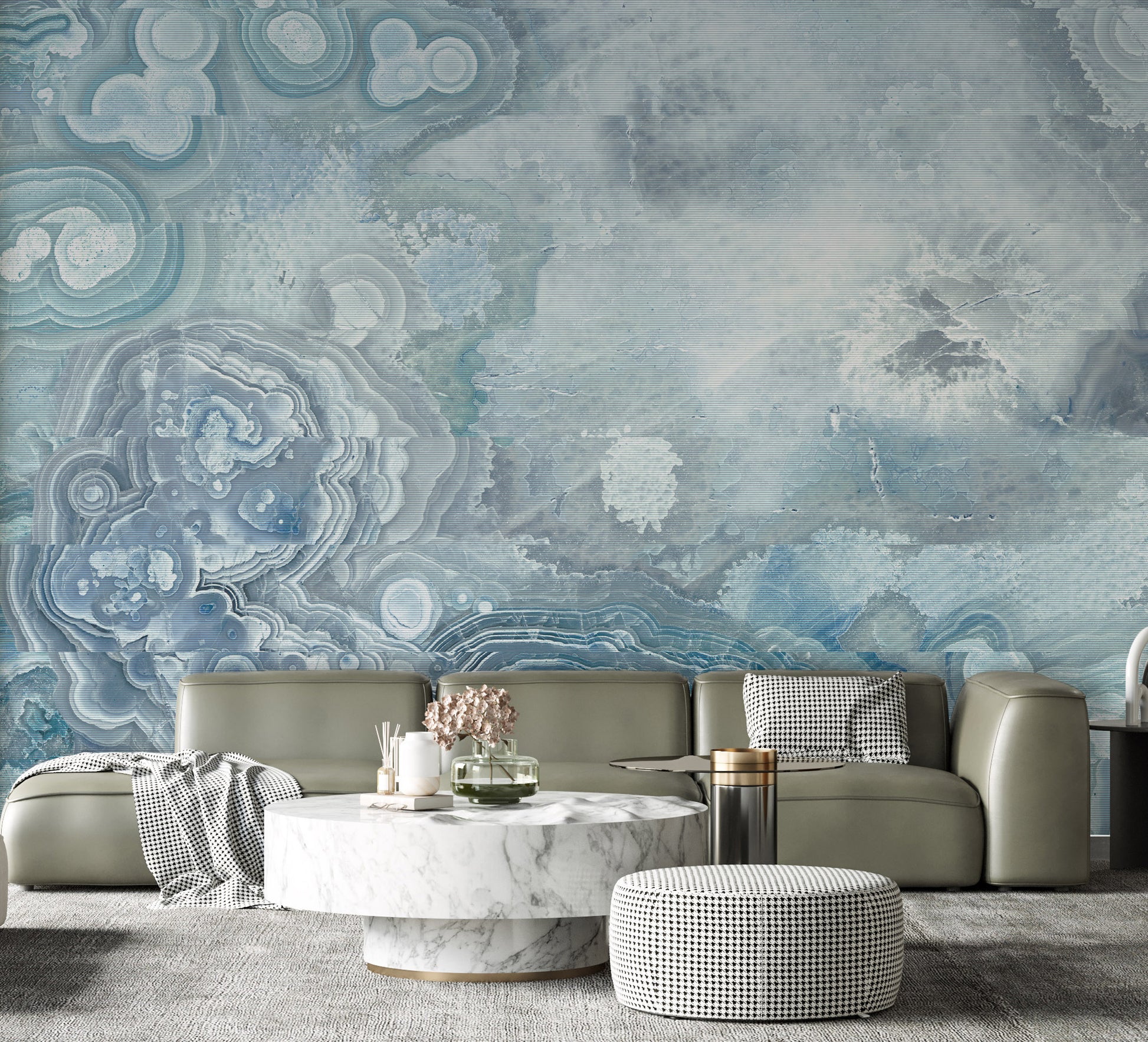 Glitched Agate in Glacier - Quick Ship Mural